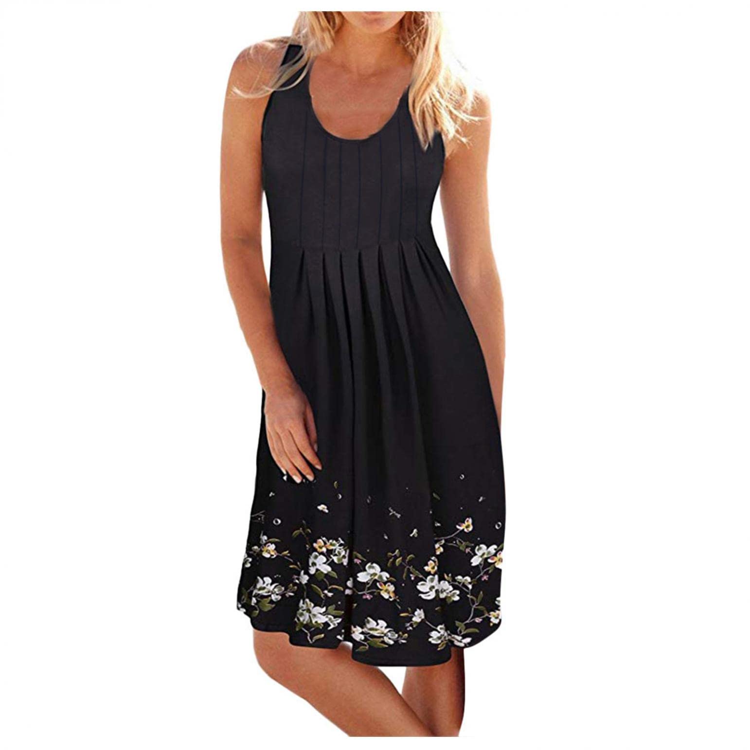 Shakumy Women's Casual Summer Dresses - Floral Print Sleeveless Tank Sundress, Boho Beach Dress | Perfect for Vacation, Pool Party & Outdoor Date Night