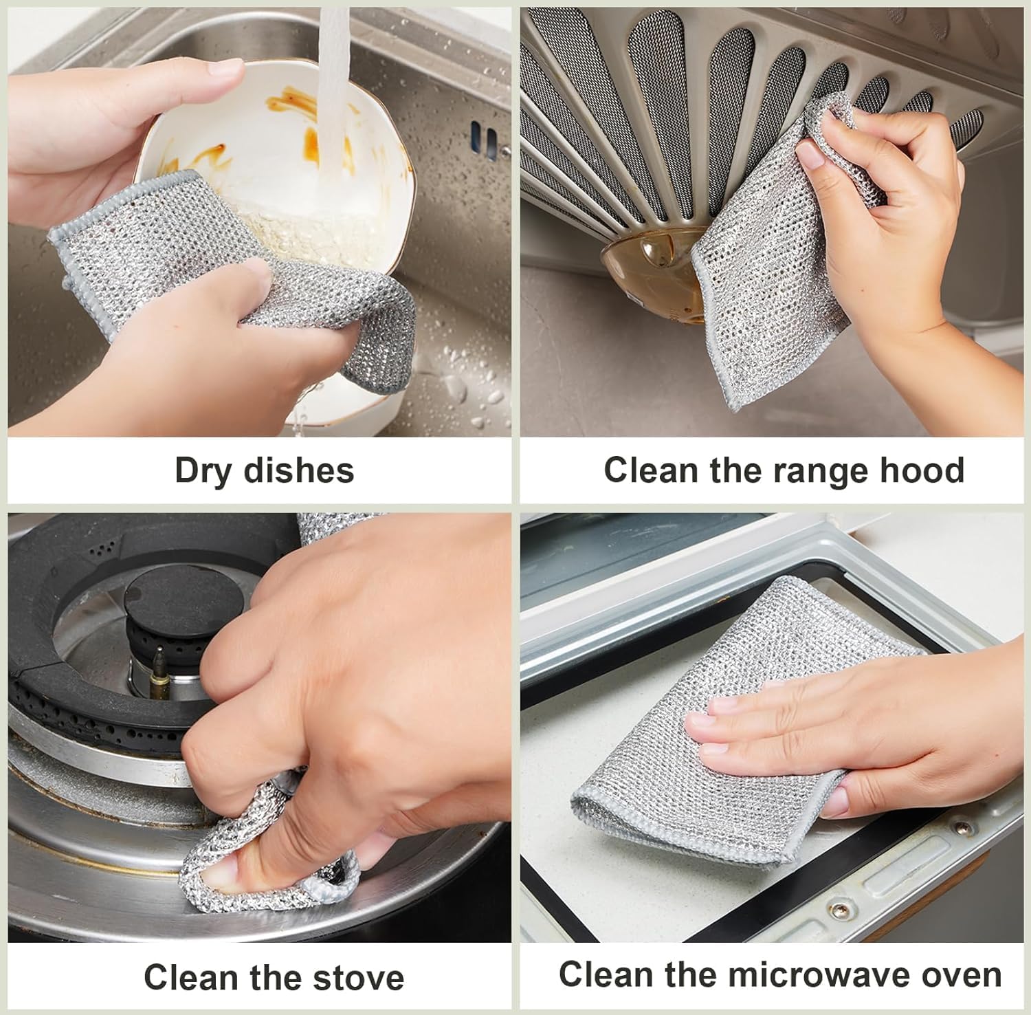 Non-Scratch Reusable Dish Washing Cloths - 2-Layer Mesh Wire Scrubber for Kitchen Cleaning - Pack of 5 | Perfect for Pots, Pans, Dishes & Countertops - Wet/Dry Use