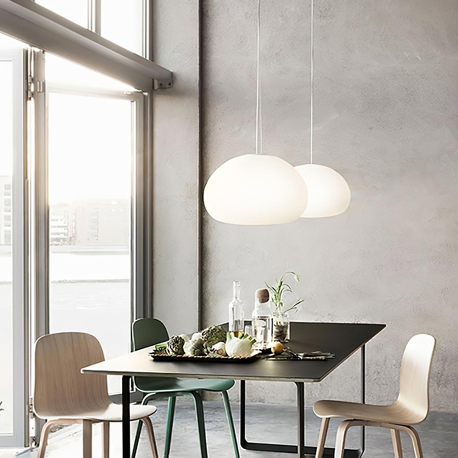 Aqua Sphere Pendant Light - Modern Glass Hanging Lamp for Kitchen Island, Dining Room & Bedroom - Water Drop Design Ceiling Light Fixture with Adjustable Cord