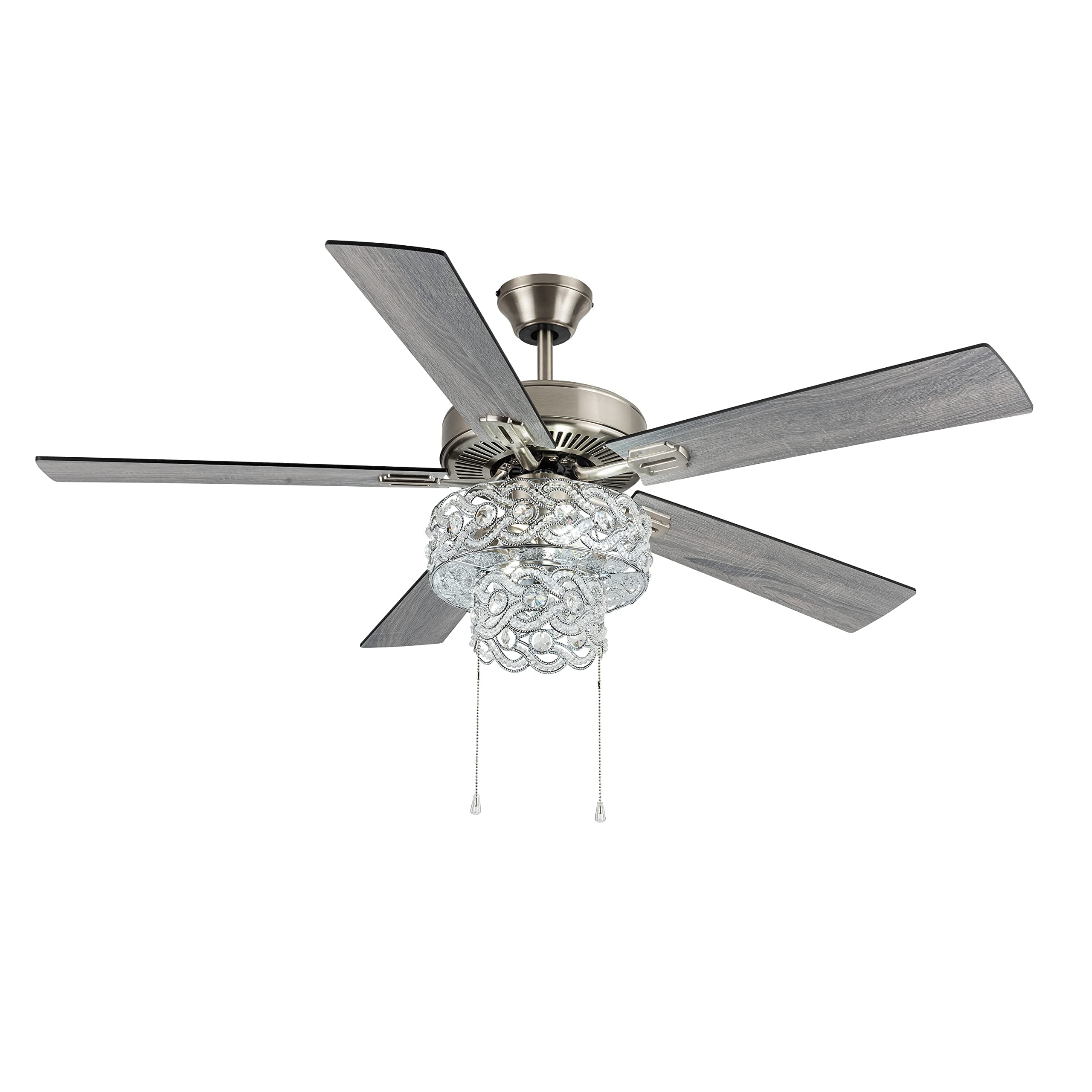 52 Inch Tiered LED Crystal Ceiling Fan with Lights - Elegant Glam Chandelier Fan for Dining Room & Living Room Decor - Remote Control, Energy Efficient, Quiet Operation - Perfect for Home, Bedroom, and Office Lighting
