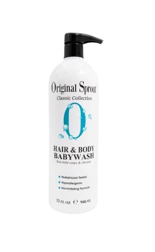 Original Sprout Natural Baby Shampoo & Body Wash - 32 oz | Tear-Free, Organic & Hypoallergenic for Sensitive Skin | Perfect for Newborns, Infants & Toddlers | Gentle Daily Bath & Hair Care
