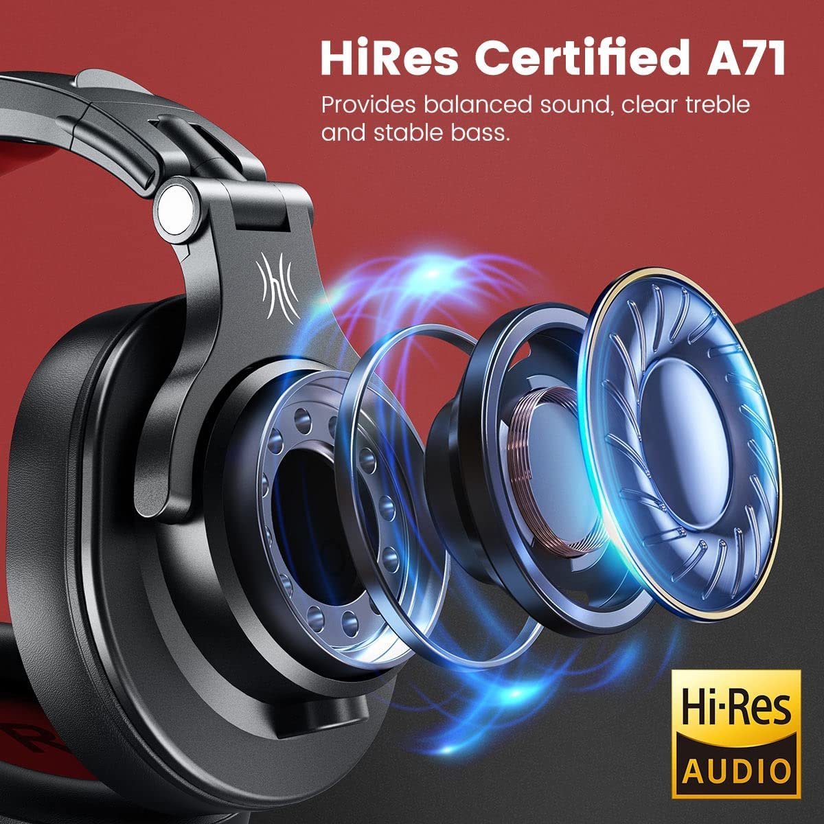 OneOdio Professional DJ Headphones - Studio Monitor Headphones with Stereo Bass Sound, Foldable Over-Ear Wired Headset with Mic for Mixing, Recording, Electric Drums, Keyboard & Guitar Amplifier - Perfect for Music Production, Podcasting & Gaming