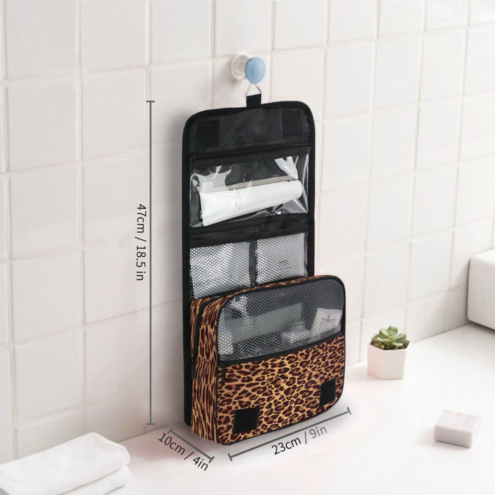 Waterproof Leopard Toiletry Bag for Travel & Shower - Women's Cosmetic Organizer