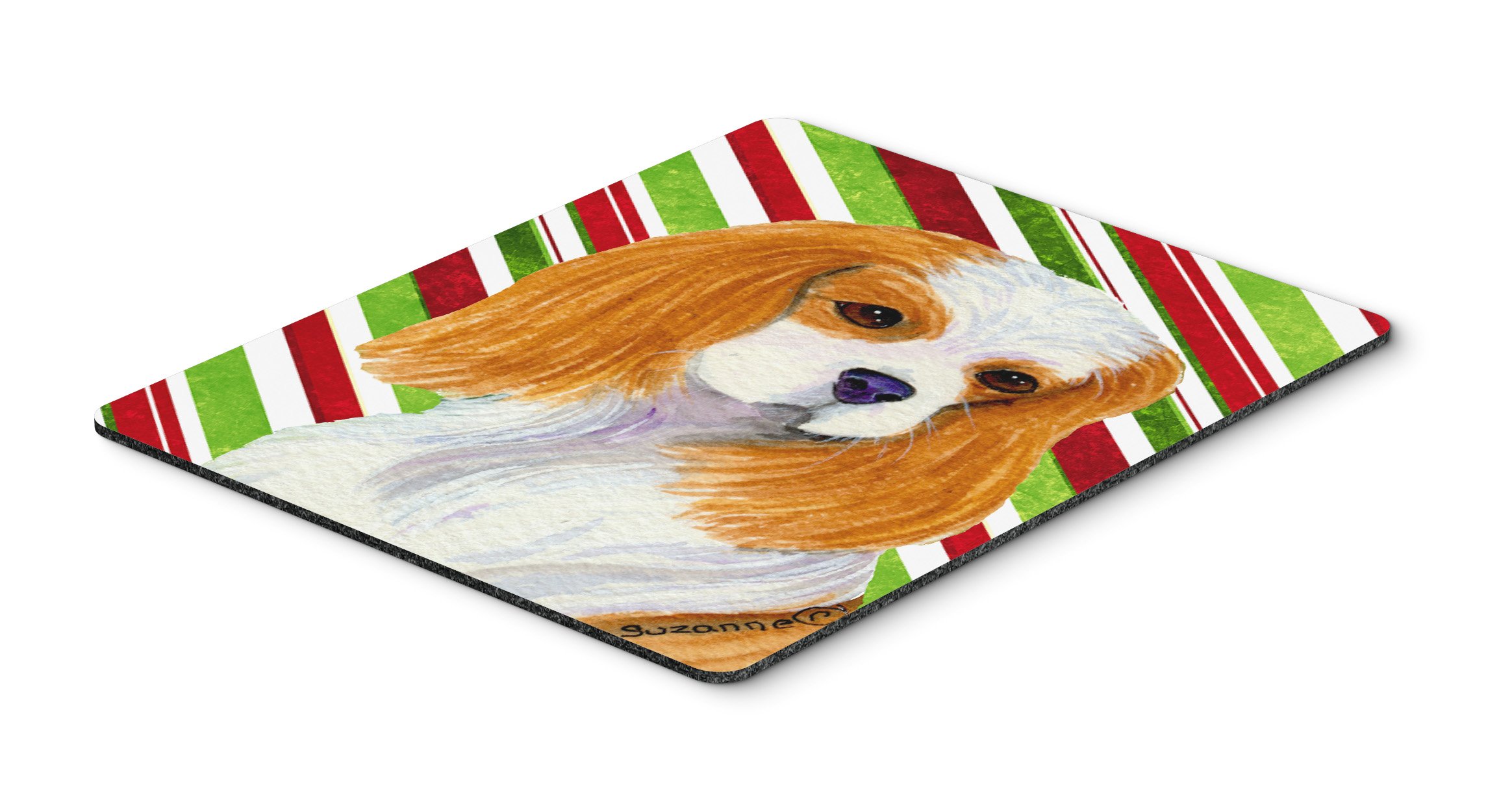 Cavalier Spaniel Candy Cane Holiday Christmas Mouse Pad - Washable Large Mouse Mat for Home Office, Gaming & Computer Work | Festive Desk Accessory for Christmas Decor & Workstation Setup
