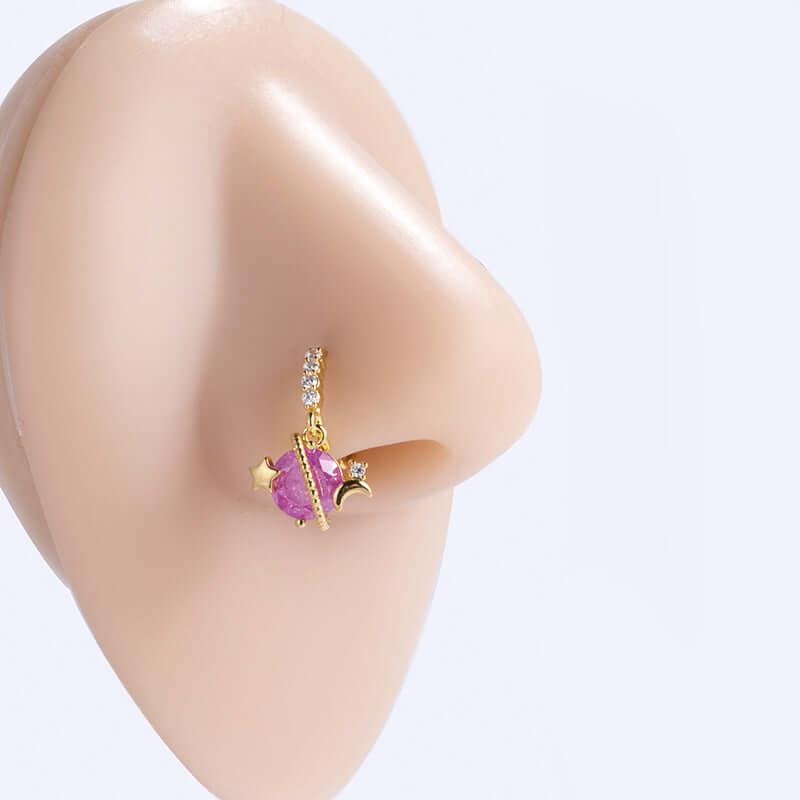 18K Gold Evil Eye Septum Ring - Hypoallergenic Nose Hoop for Women & Men | Perfect for Piercing Jewelry, Boho Style & Spiritual Protection