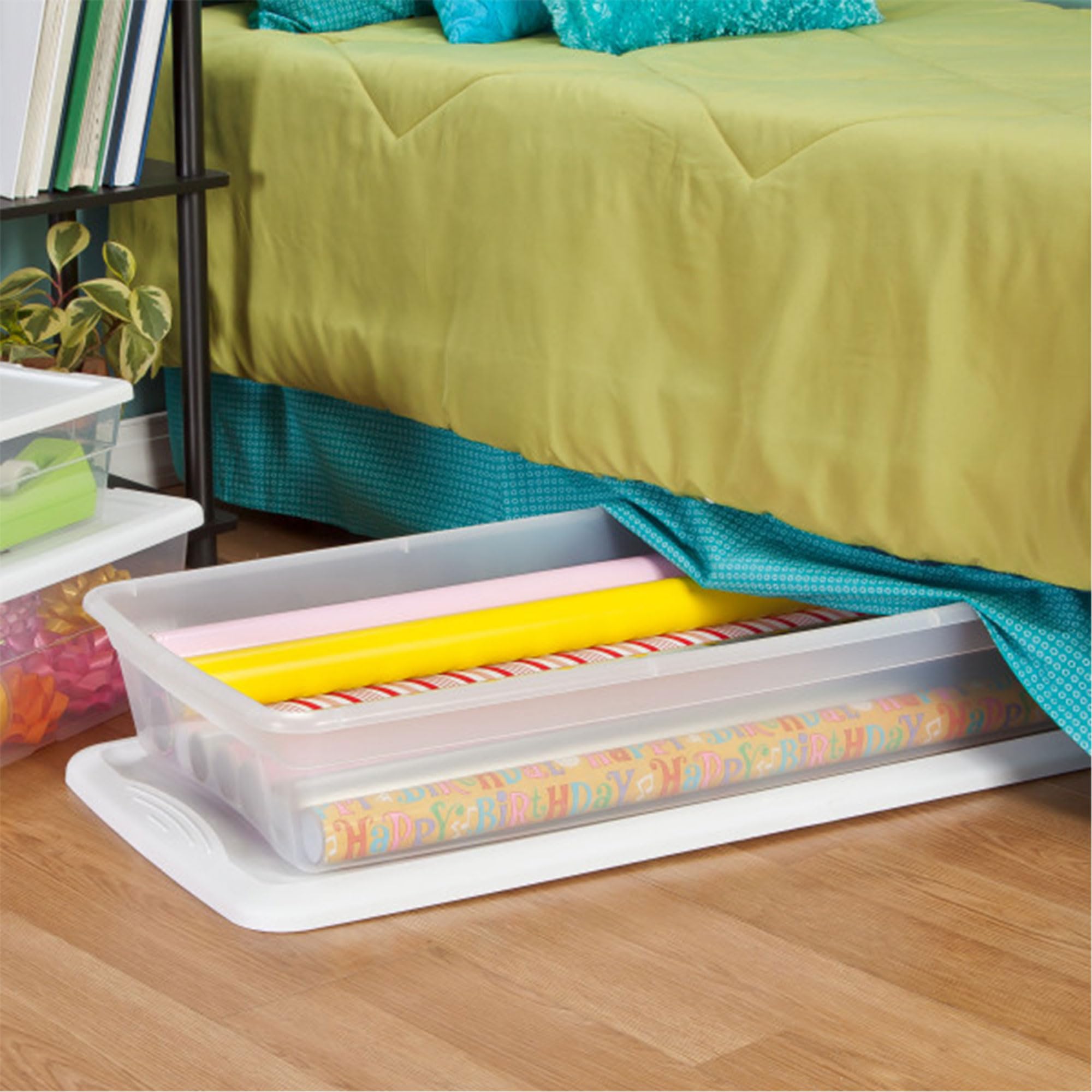 Sterilite 12-Pack Clear Plastic Under Bed Storage Boxes with Snap-On Lids - 41 Quart Stackable Bins for Clothes, Shoes & Seasonal Items - Perfect for Bedroom, Closet & Home Organization