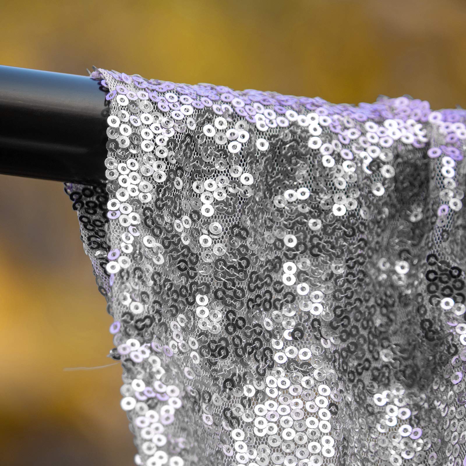 Sparkling Silver Sequin Backdrop Curtain 10ft x 10ft - Glitter Photo Booth Background for Weddings, Bridal Showers & Parties - Perfect for Photography, Events & Celebrations