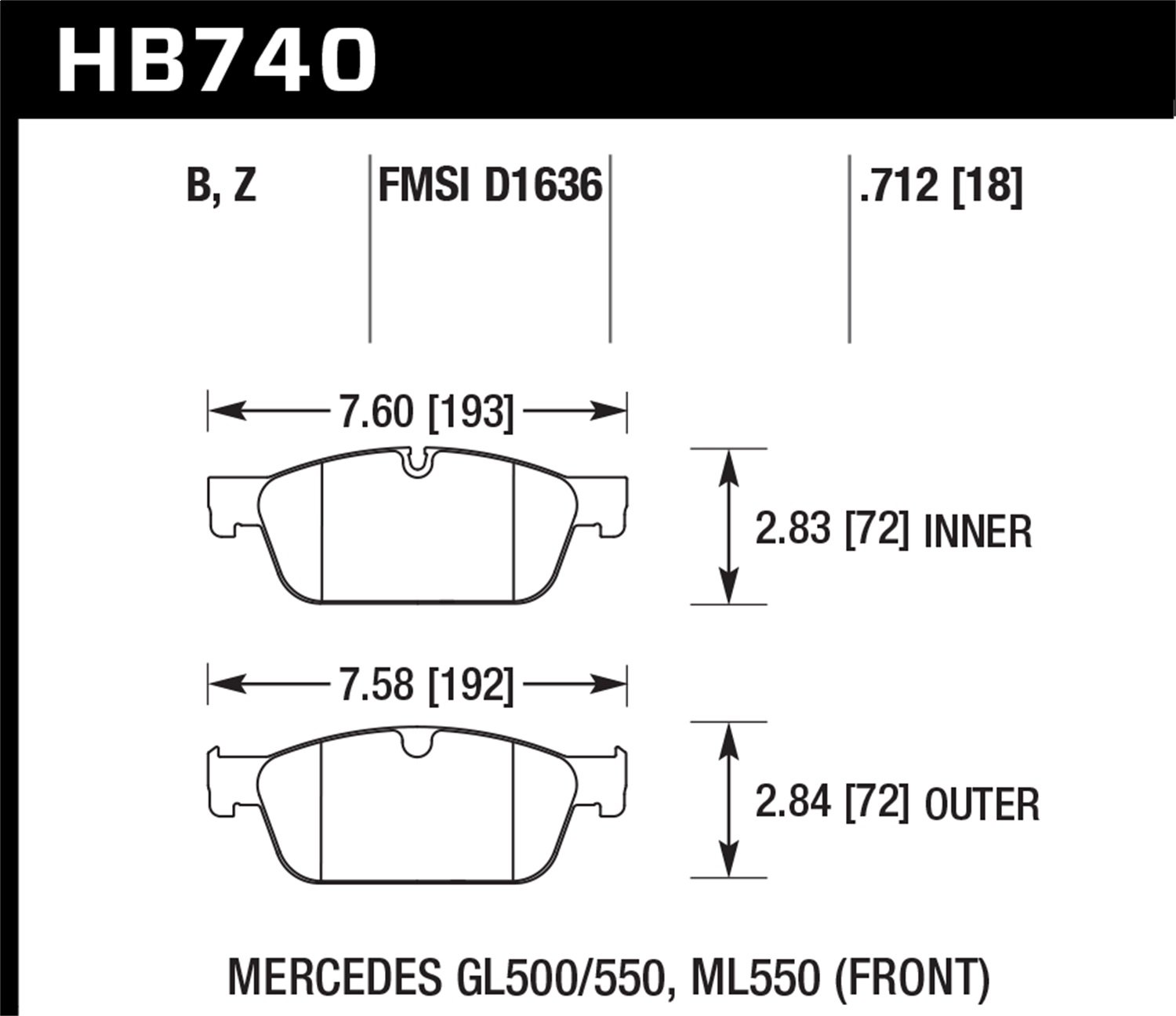 Hawk HB740B.712 Performance Brake Pads - High-Quality Ceramic Brake Pads for Smooth & Quiet Stopping | Perfect for Daily Commuting, Racing & Heavy-Duty Vehicles
