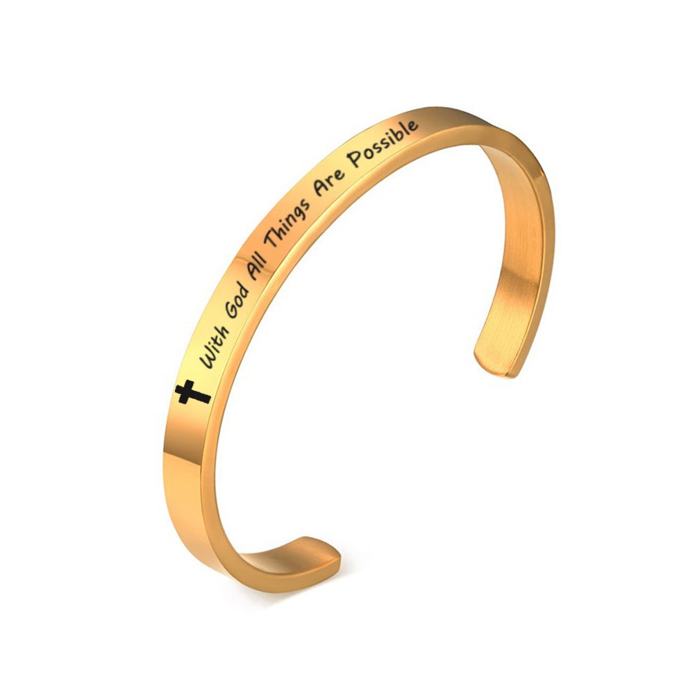 LF Women's Silver Stainless Steel Cross Bracelet - Christian Jewelry for Baptism & Daily Wear