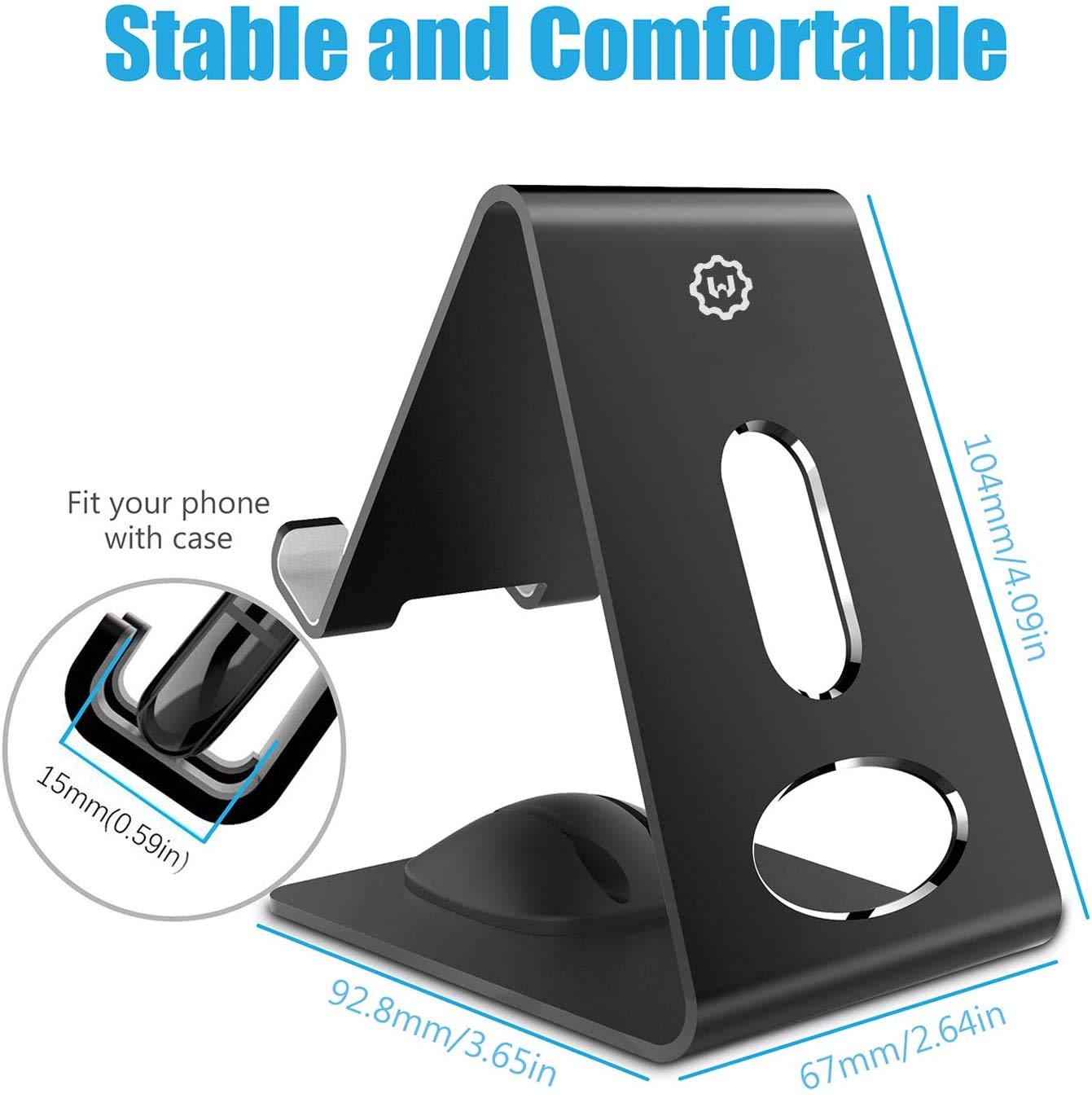 Premium WixGear Phone Stand - Universal Metal Phone Holder for iPhone, Android & Mini Tablets - Sturdy Desk Stand with Cord Management - Perfect for Work, Home Office & Video Calls