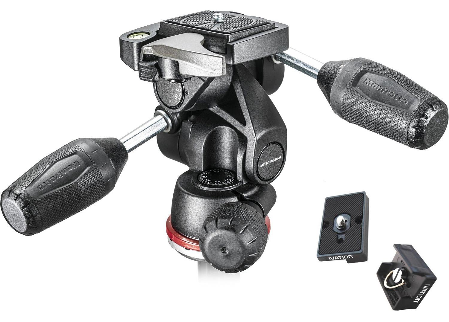 Manfrotto MH804-3W 3-Way Pan/Tilt Tripod Head with 2 RC2 Quick Release Plates - Professional Camera Mount for DSLR, Video & Photography - Perfect for Travel, Studio & Outdoor Shooting