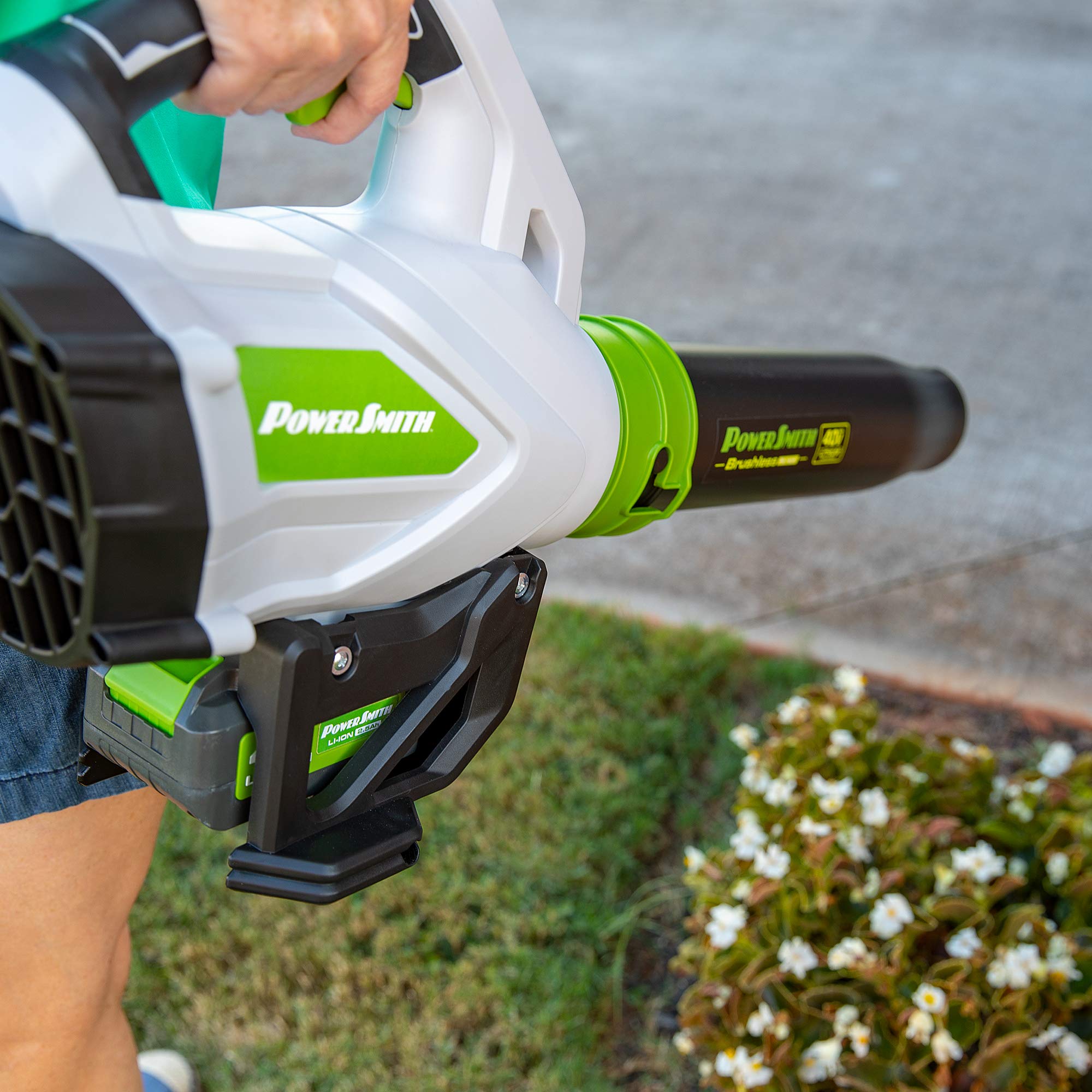 PowerSmith PBL140JH 40V Max Cordless Leaf Blower with Brushless Motor - Eco-Friendly Lithium-Ion Battery & Charger Included - Ideal for Yard Cleaning, Patio Maintenance, and Driveway Debris Removal