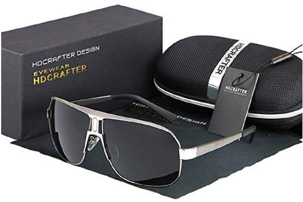 Men's Polarized Aviator Sunglasses for Sports & Driving - Lightweight Metal Frame, UV Protection, Anti-Glare (Silver) - Perfect for Running, Cycling, Golf & Outdoor Activities