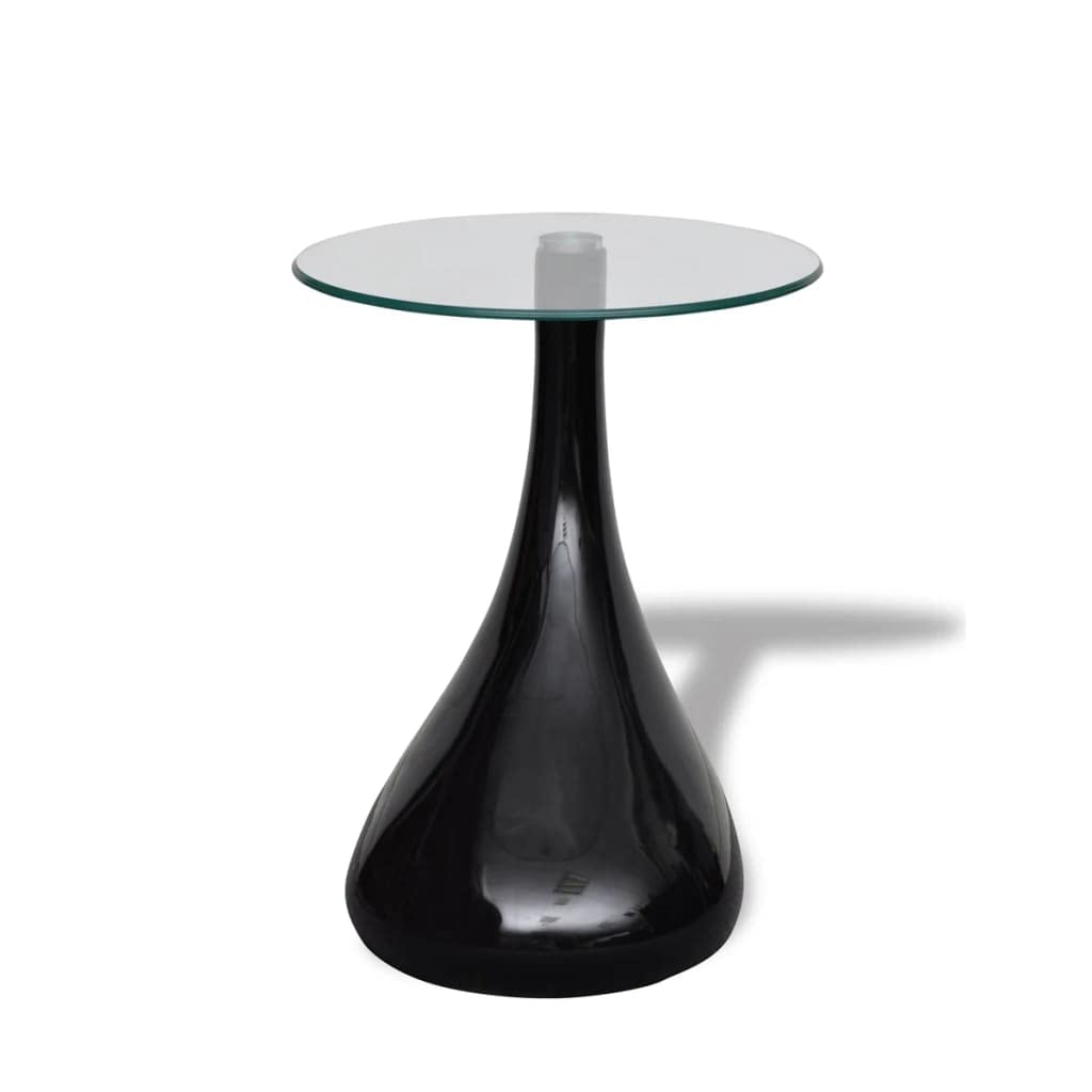 CHARMMA Modern Round Glass Coffee Table - High Gloss Black Finish - Perfect for Living Room, Lounge & Office Decor