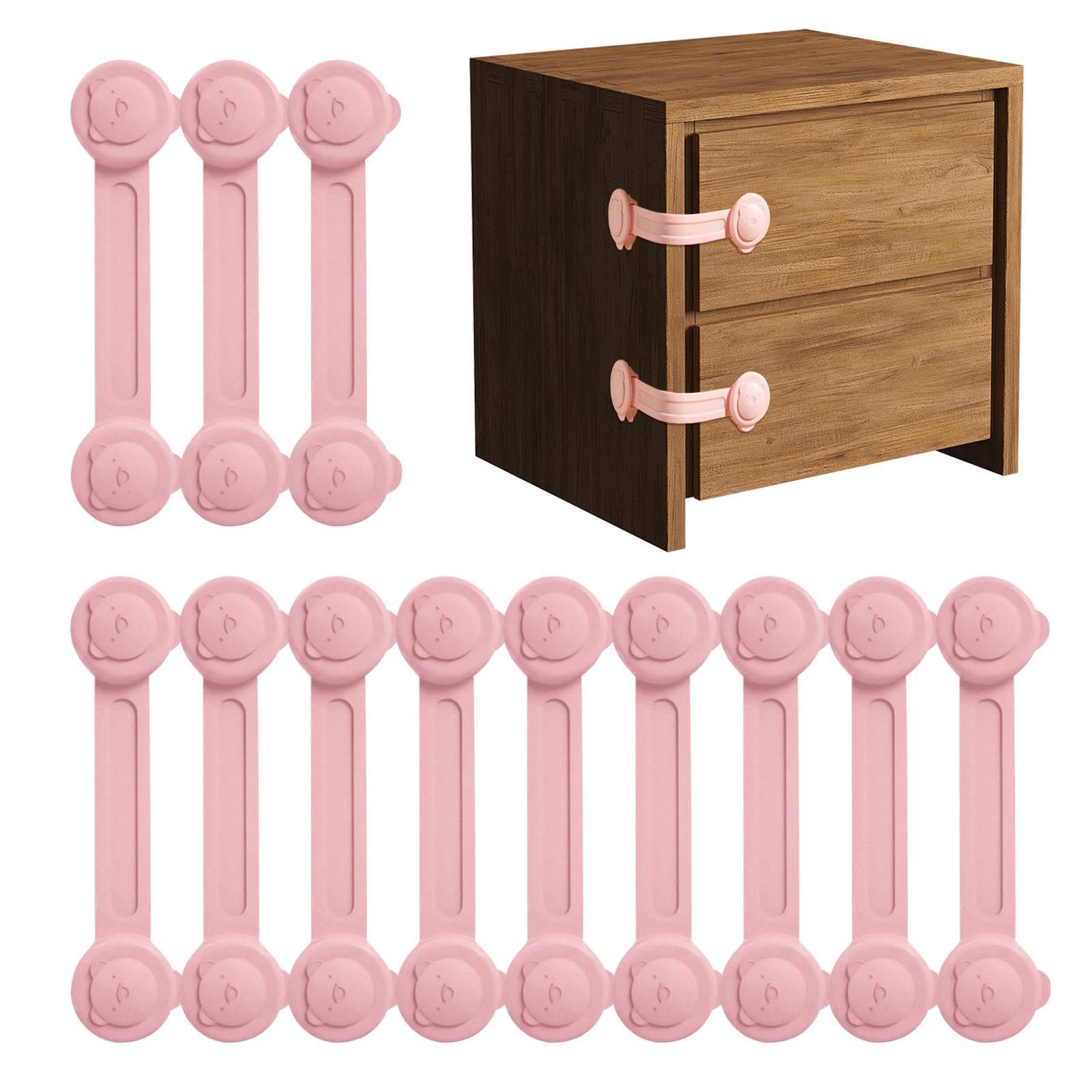 360° Rotating Baby Proof Cabinet Locks (12 Pack) - Child Safety Drawer Latches for Kitchen Cabinets, Wardrobes, Shoe Racks & More - Secure Your Home from Curious Toddlers
