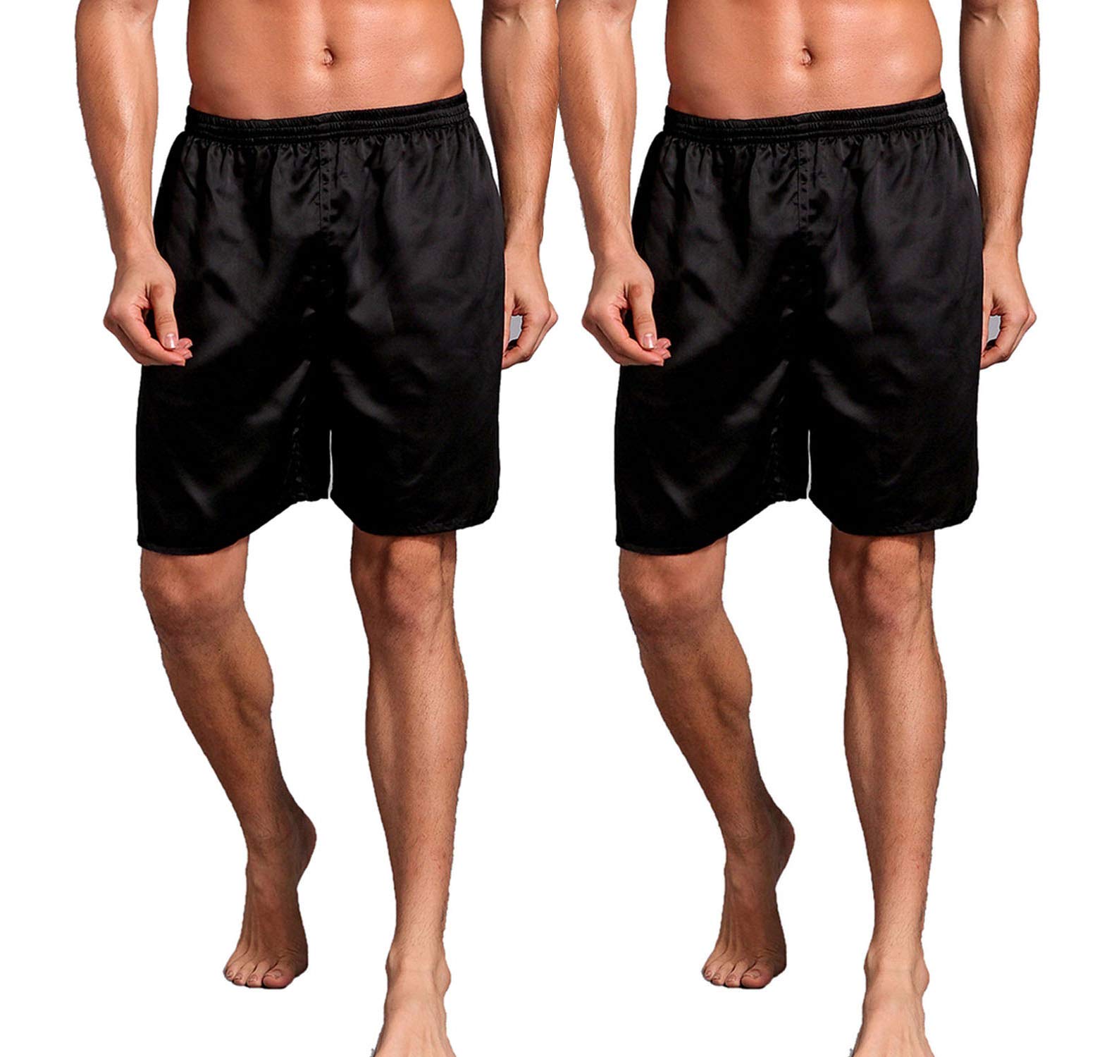 Men's Satin Boxer Shorts - Soft Silky Sleepwear & Lounge Pants - Comfortable for Home, Travel & Beach Vacation