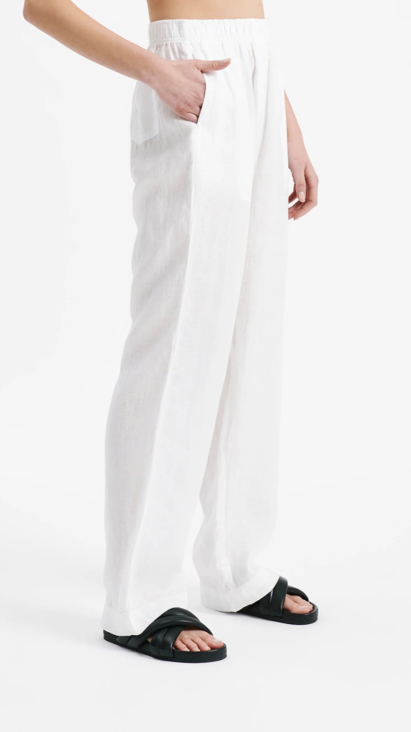 Premium White Linen Lounge Pants for Women - Soft & Breathable Comfort Wear - Perfect for Yoga, Home Relaxation & Summer Outfits