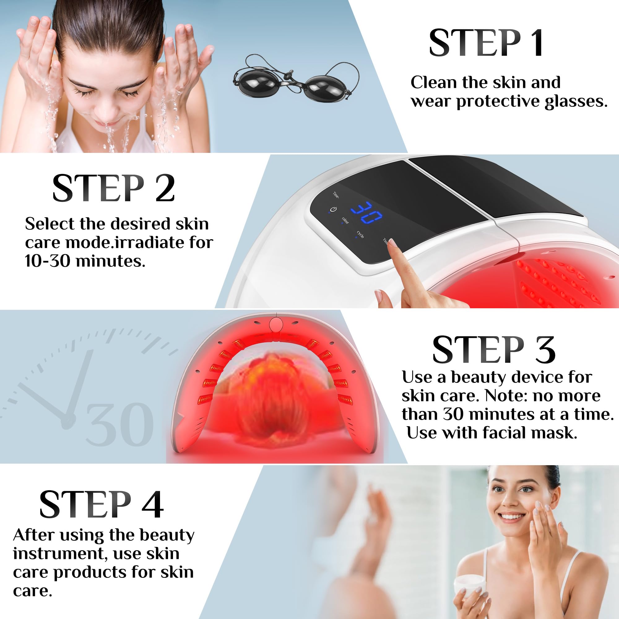 Red Light Therapy Mask - 7 Color LED Light Therapy for Skin Rejuvenation & Anti-Aging | Photon Face Mask with Cooling Spray Function | Perfect for Home Skincare & Acne Treatment