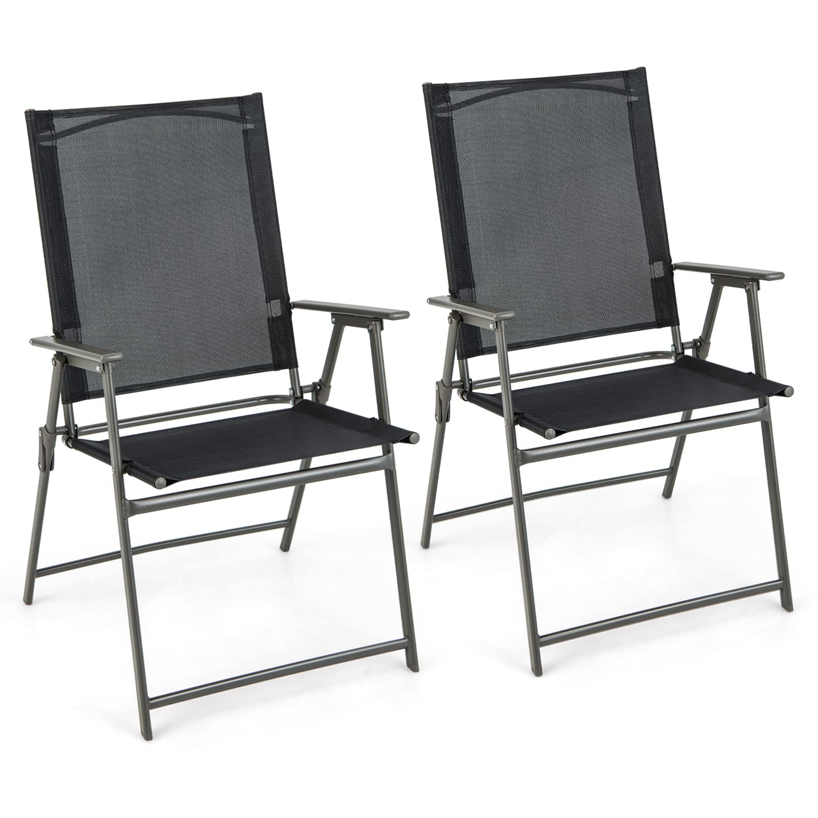 Giantex 2-Pack Patio Folding Chairs - Heavy Duty Outdoor Lawn Chairs with Rustproof Metal Frame, Portable Camping & Dining Chairs for Backyard, Garden, Deck, Porch - Perfect for Picnics, BBQs, and Outdoor Relaxation