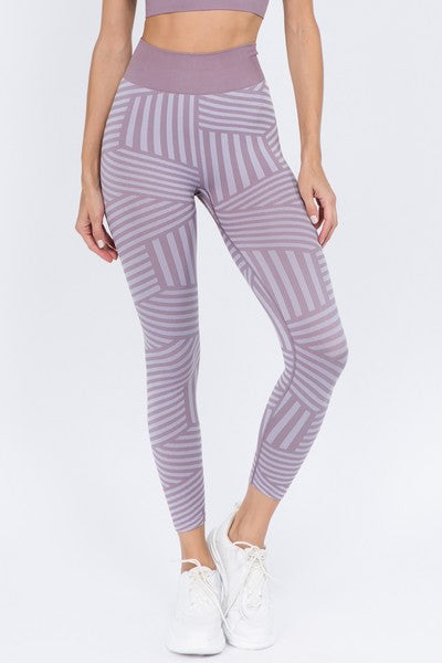 Tara Active Striped Seamless Leggings for Women - High Waist Yoga Pants with Moisture Wicking & 4-Way Stretch - Perfect for Workouts, Running, Gym & Lounge Wear