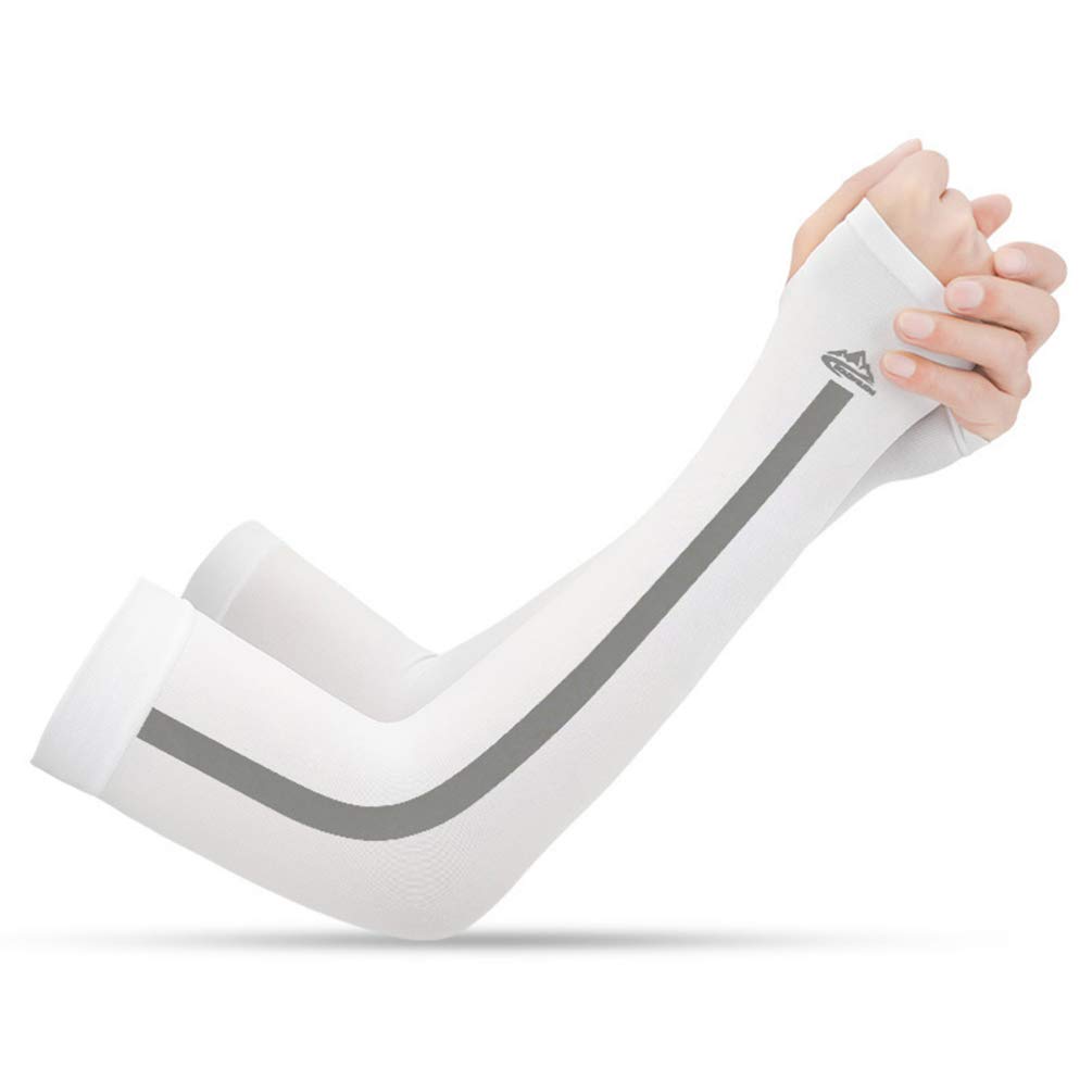 BESPORTBLE Cooling UV Protection Arm Sleeves - 1 Pair Unisex Long Sun Block Sleeves for Sports, Travel & Outdoor Activities | Breathable Skin Protect Arm Covers (White) - Perfect for Running, Cycling, Hiking & Summer Sun Protection