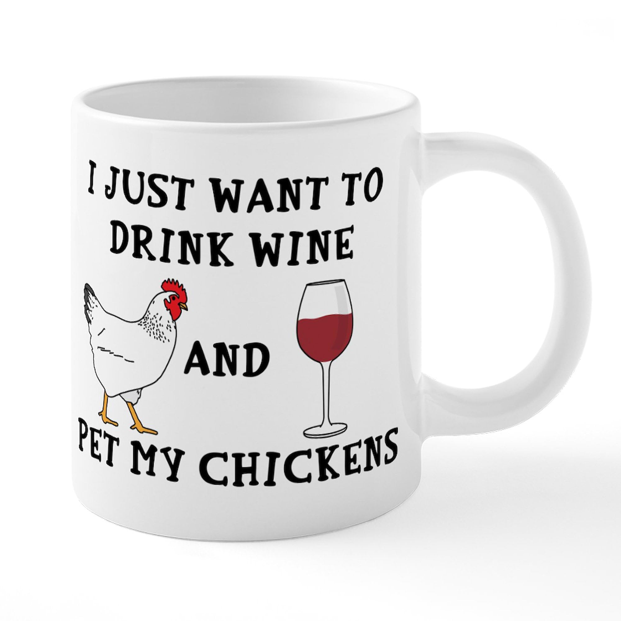 Chickens And Wine 20 oz Ceramic Coffee Mega Mug - Large Insulated Coffee Cup for Home, Office & Gifts - Funny Novelty Coffee Mug for Wine Lovers & Chicken Enthusiasts