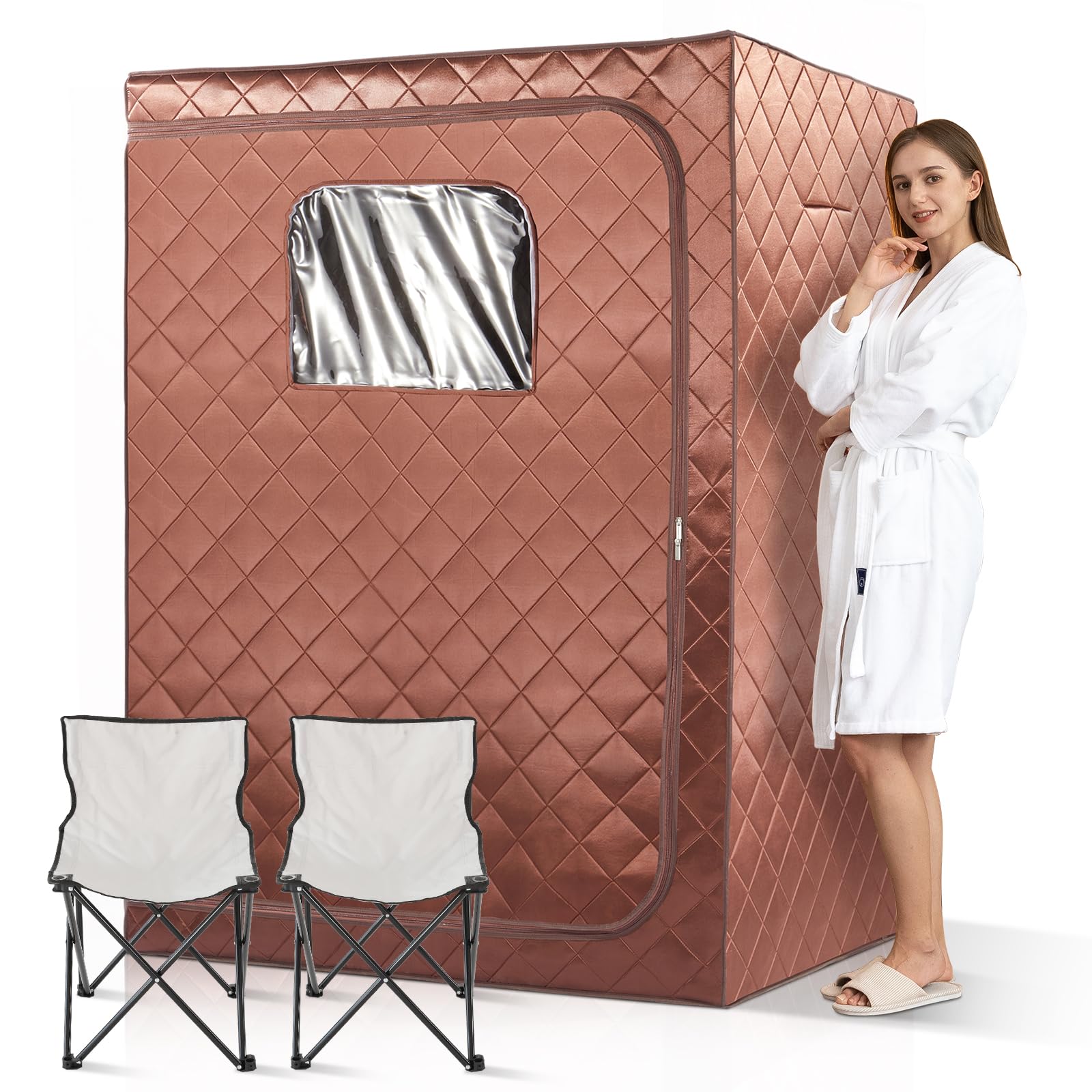 2 Person Portable Infrared Sauna Tent for Home Spa - Full Body Detox & Relaxation with Remote Control, Includes 2 Foldable Chairs (47.24