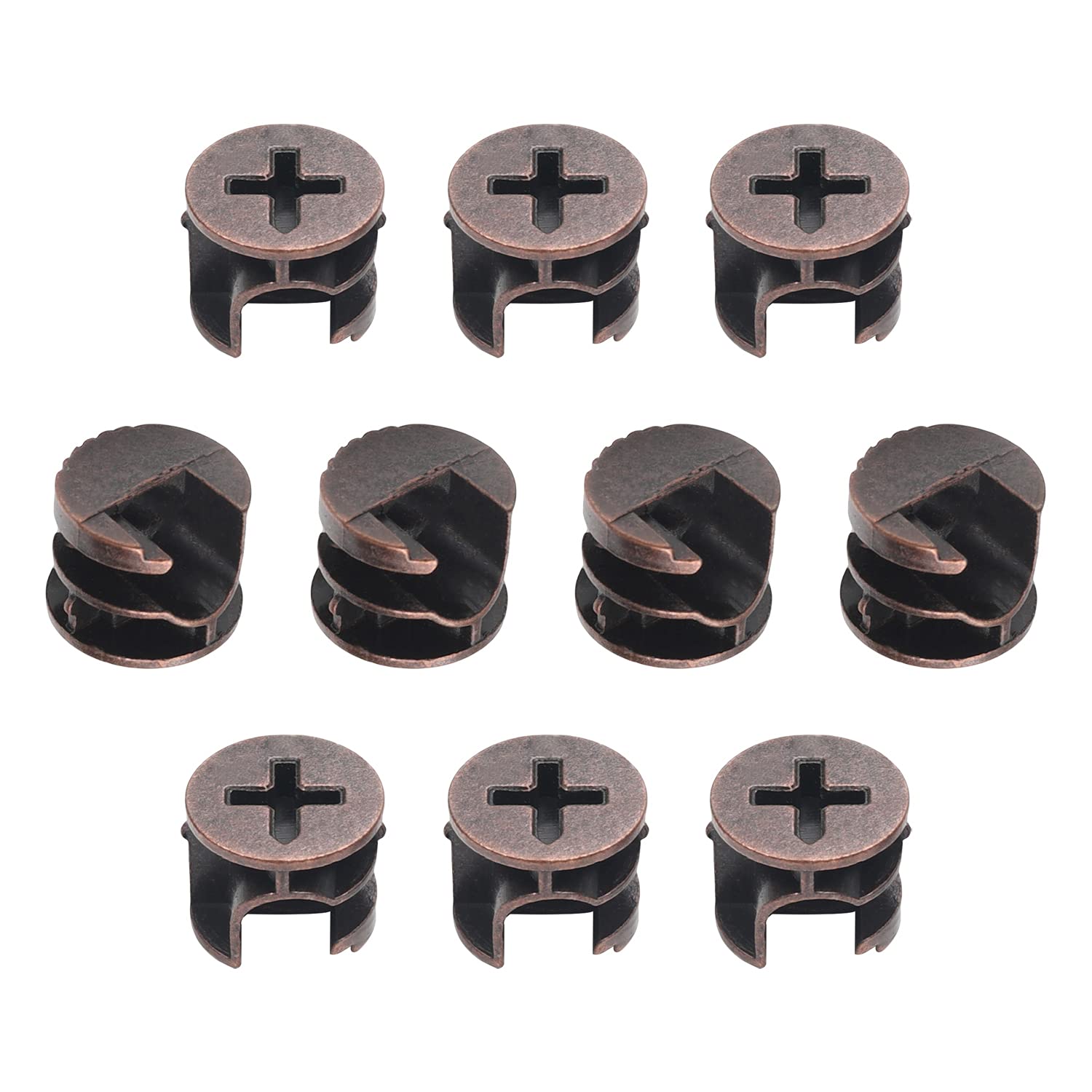 10Pcs 15mm x 12mm Furniture Connector Cam Lock Fittings - Cabinet Drawer Dresser Wardrobe Hardware Kit (Copper Tone) | DIY Home Improvement & Furniture Assembly Accessories