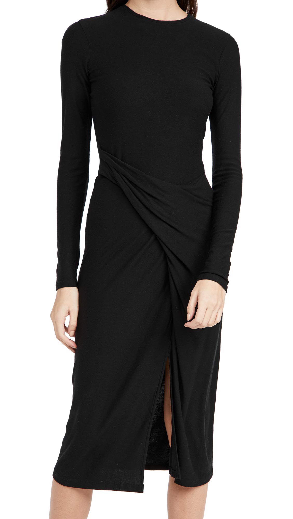 Vince Women's Long Sleeve Draped Dress - Elegant Wrap Style for Work, Party & Special Occasions | Flowy Midi Dress with V-Neck & Side Slit | Perfect for Office, Wedding & Evening Events