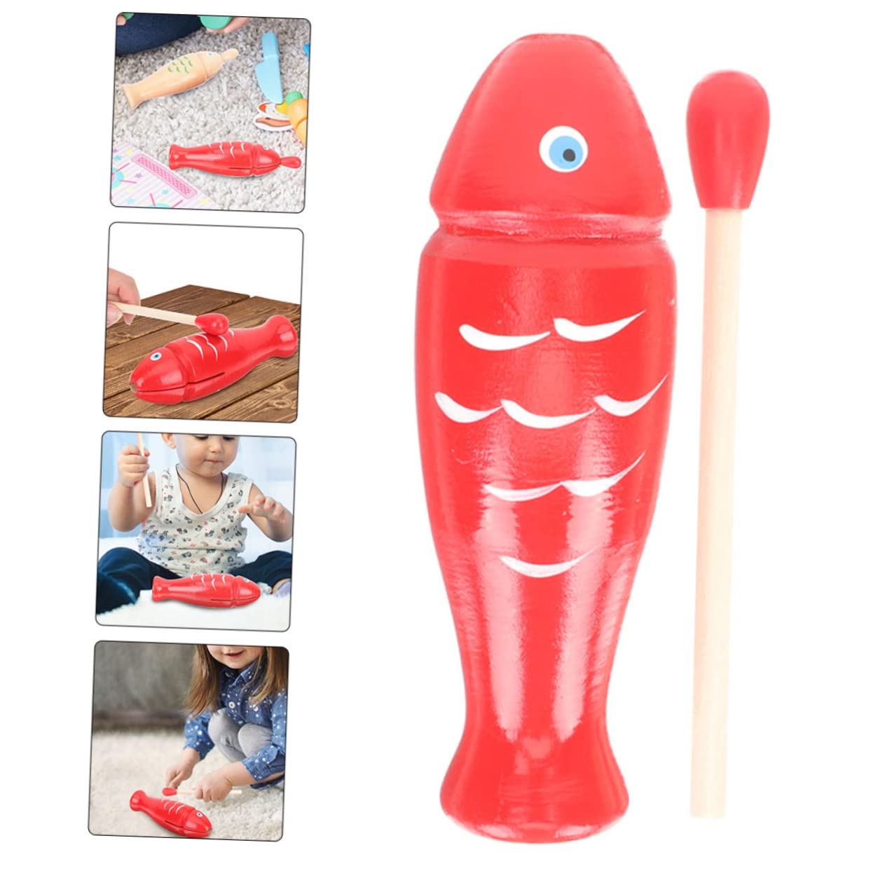 Hohopeti Small Wooden Fish Musical Toy Set for Toddlers - Kids Musical Instrument with Lights - Perfect for Early Learning, Sensory Play & Birthday Gifts