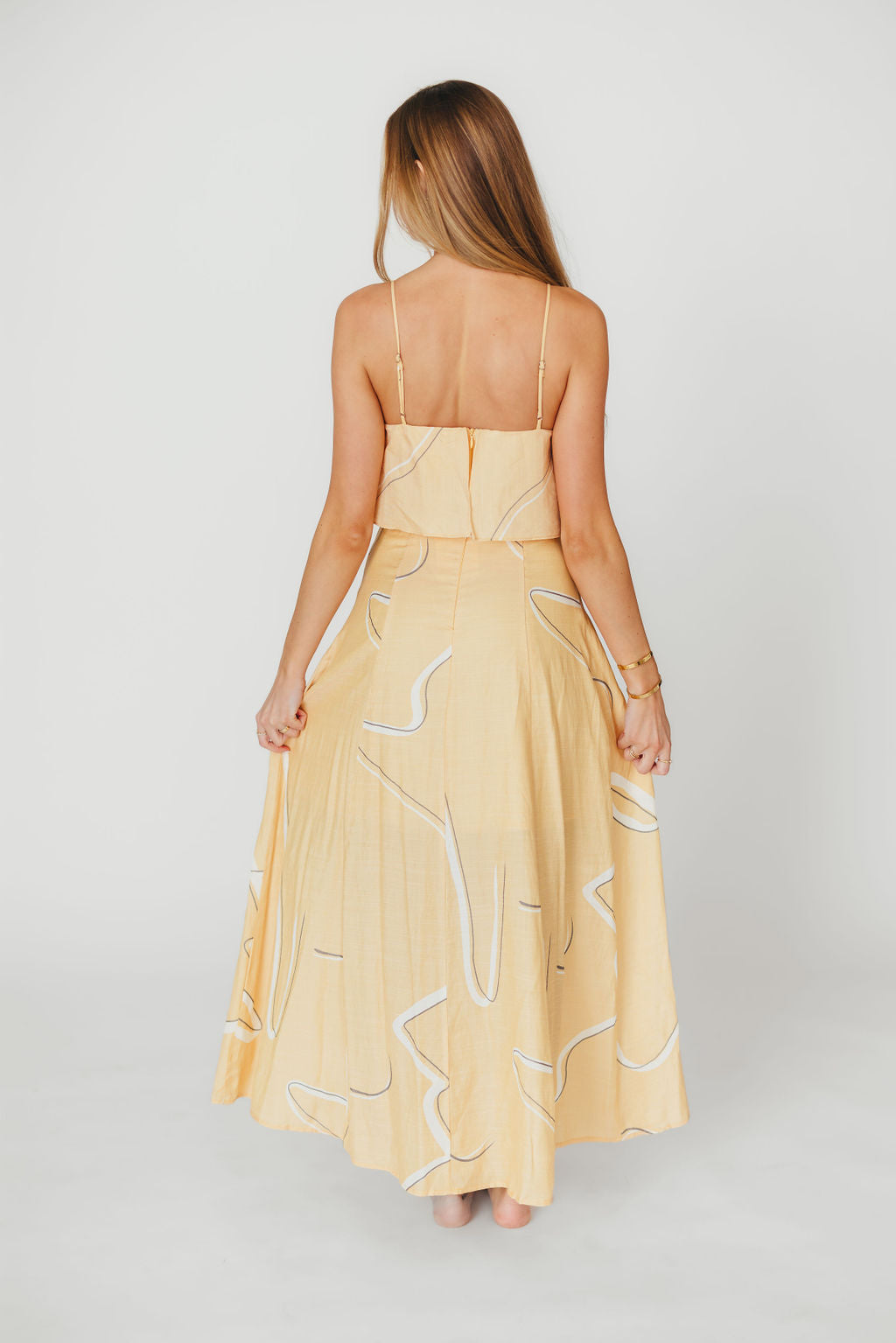 Lark Ruffle Detail Maxi Dress in Mango - Flowy Summer Beach Dress for Women, Boho Chic Midi Dress with Ruffles, Perfect for Vacations, Weddings & Date Nights