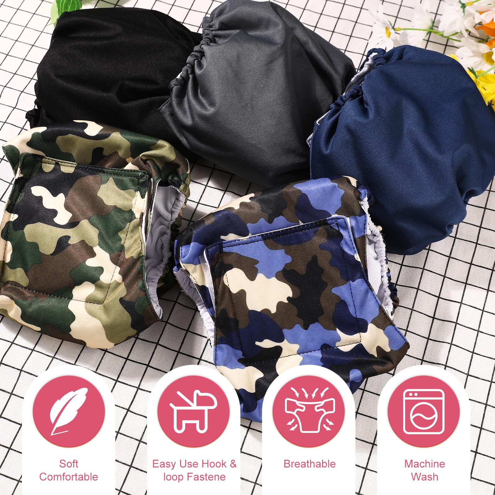 XPCARE Washable Male Dog Belly Bands (5 Pack) - Reusable Dog Diapers for Small Male Dogs, Leak-Proof Pet Belly Wrap for House Training & Incontinence Protection - Perfect for Puppies, Seniors & Travel Use