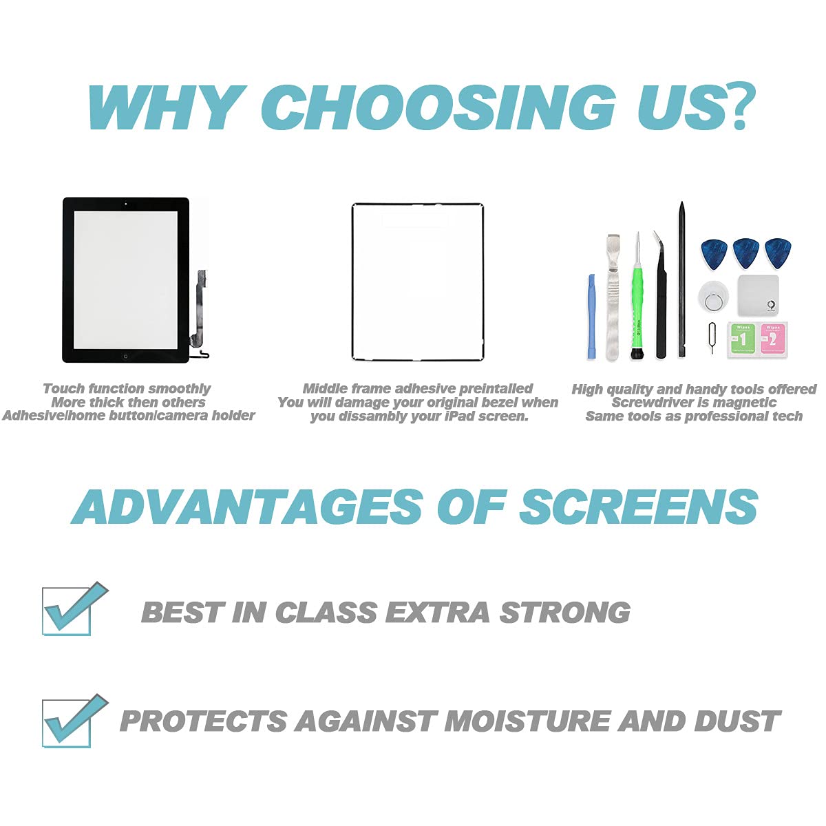 Original iPad Air 3 LCD Screen Replacement with Touch Digitizer Glass - Professional Repair Tool Kit Included (White) | DIY Fix for Cracked/Non-responsive iPad Display