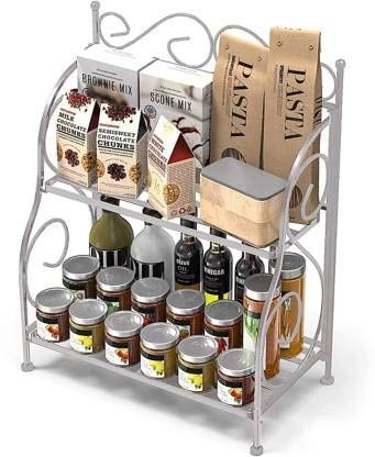 Sturdy Iron Kitchen Rack - Heavy Duty Metal Shelf Organizer for Pantry, Spice Storage & Countertop Organization | Perfect for Kitchen, Garage & Bathroom Storage Solutions
