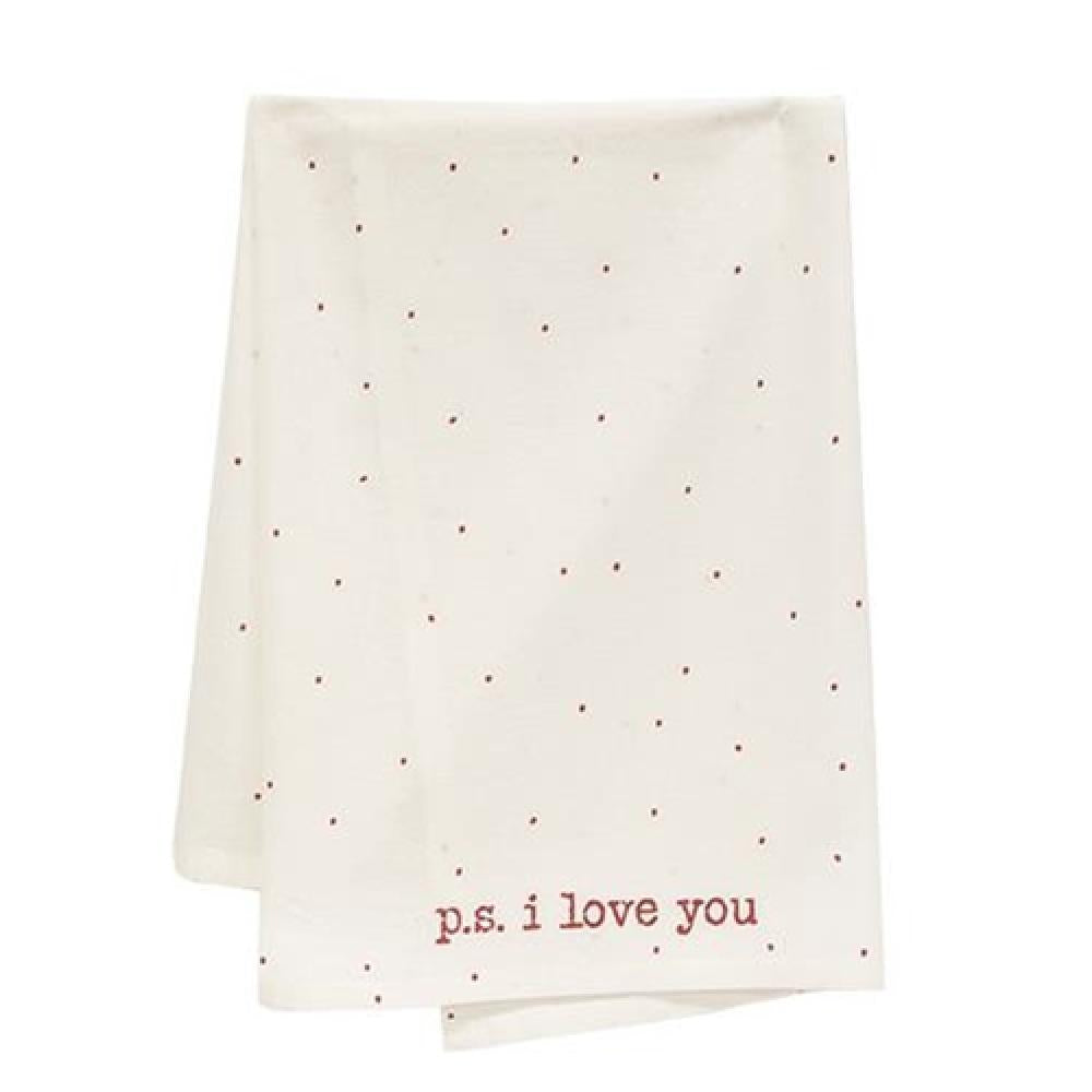PS I Love You Dish Towel - Cute Kitchen Towel for Washing Dishes, Drying Hands - Perfect for Valentine's Day, Anniversary & Romantic Home Decor