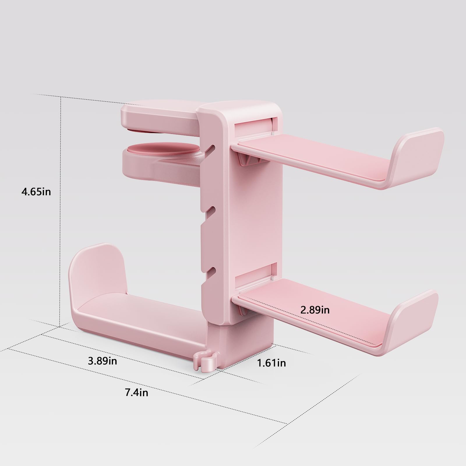 3-in-1 Gaming Headset & Controller Stand with Adjustable Clamp, Rotating Arm & Cable Management - Universal PC Gaming Accessory Organizer (Pink) - Perfect for Desk Setup & Streamer Battlestation