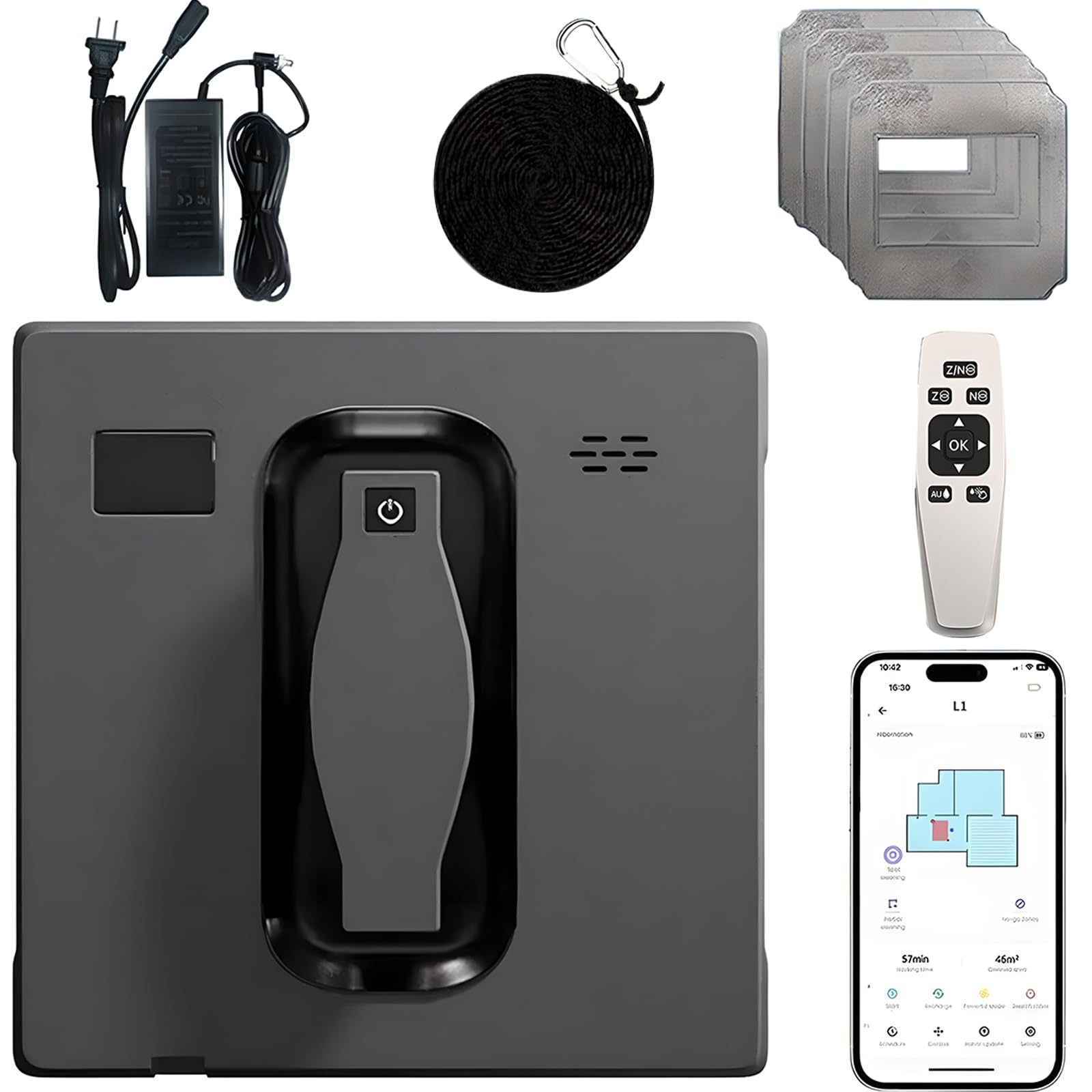 Smart Window Cleaning Robot with Dual Water Spray & 3200Pa Strong Suction - Electric Glass Vacuum Cleaner with App/Remote Control, 20min Auto Power-Off - Perfect for Windows, Tiles, Mirrors in Homes, Offices & High-Rise Buildings