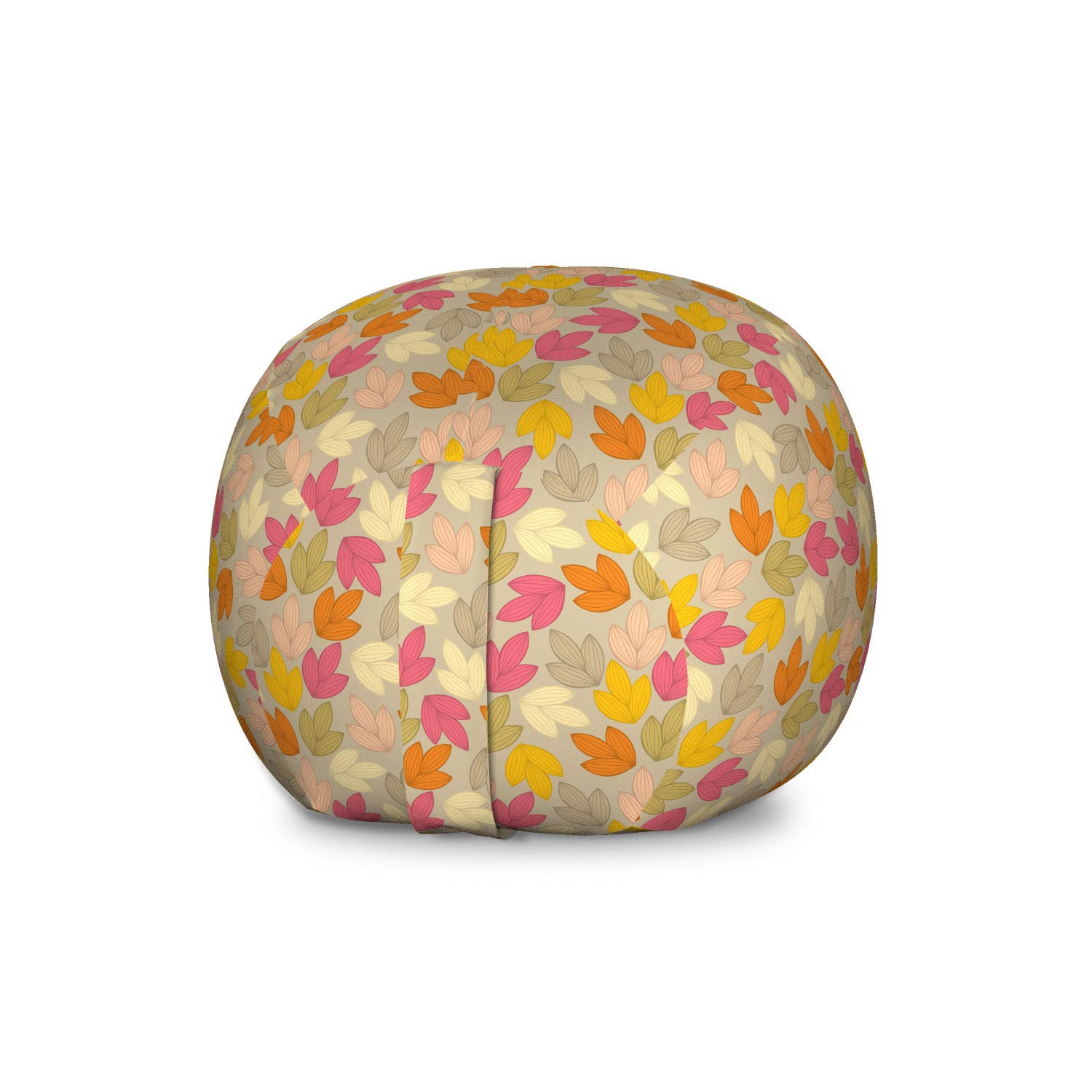 Ambesonne Orange and Yellow Storage Toy Bag Chair - Large Washable Stuffed Animal Organizer with Autumn Nature Leaf Pattern | Perfect for Kids' Room, Playroom & Dorm Organization