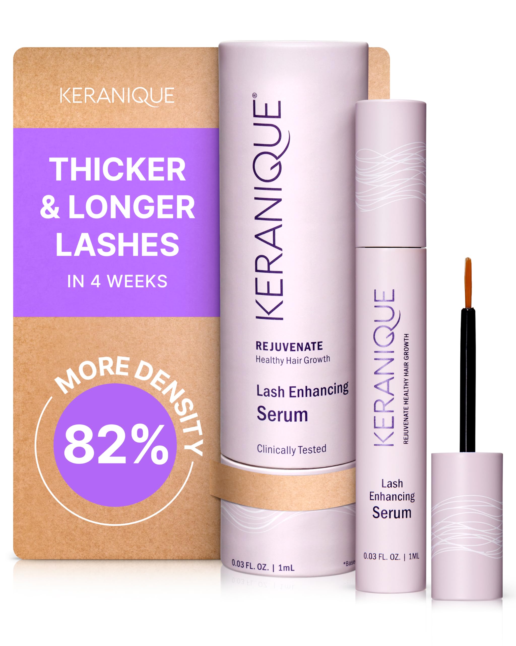 Keranique Lash Growth Serum for Women - Eyelash Enhancer Treatment for Thin & Brittle Lashes - Natural Eyelash Booster for Longer, Fuller Lashes - Perfect for Daily Use & Special Occasions