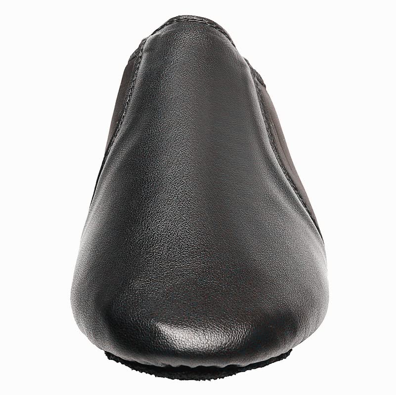 Black Slip-on Jazz Shoes for Men & Women - Elastic Leather Sole Comfort Dance Shoes - Perfect for Ballet, Jazz Dance, and Casual Wear
