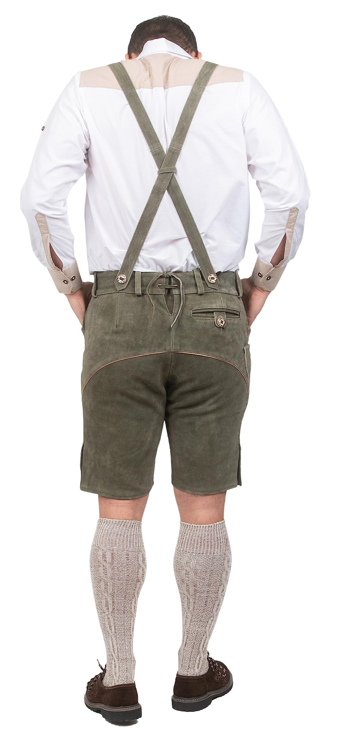 Authentic German Dirndl Trachten Haus 2-Piece Leather Lederhosen Shorts for Oktoberfest & Bavarian Festivals - Perfect for Beer Festivals, Cultural Events & Costume Parties