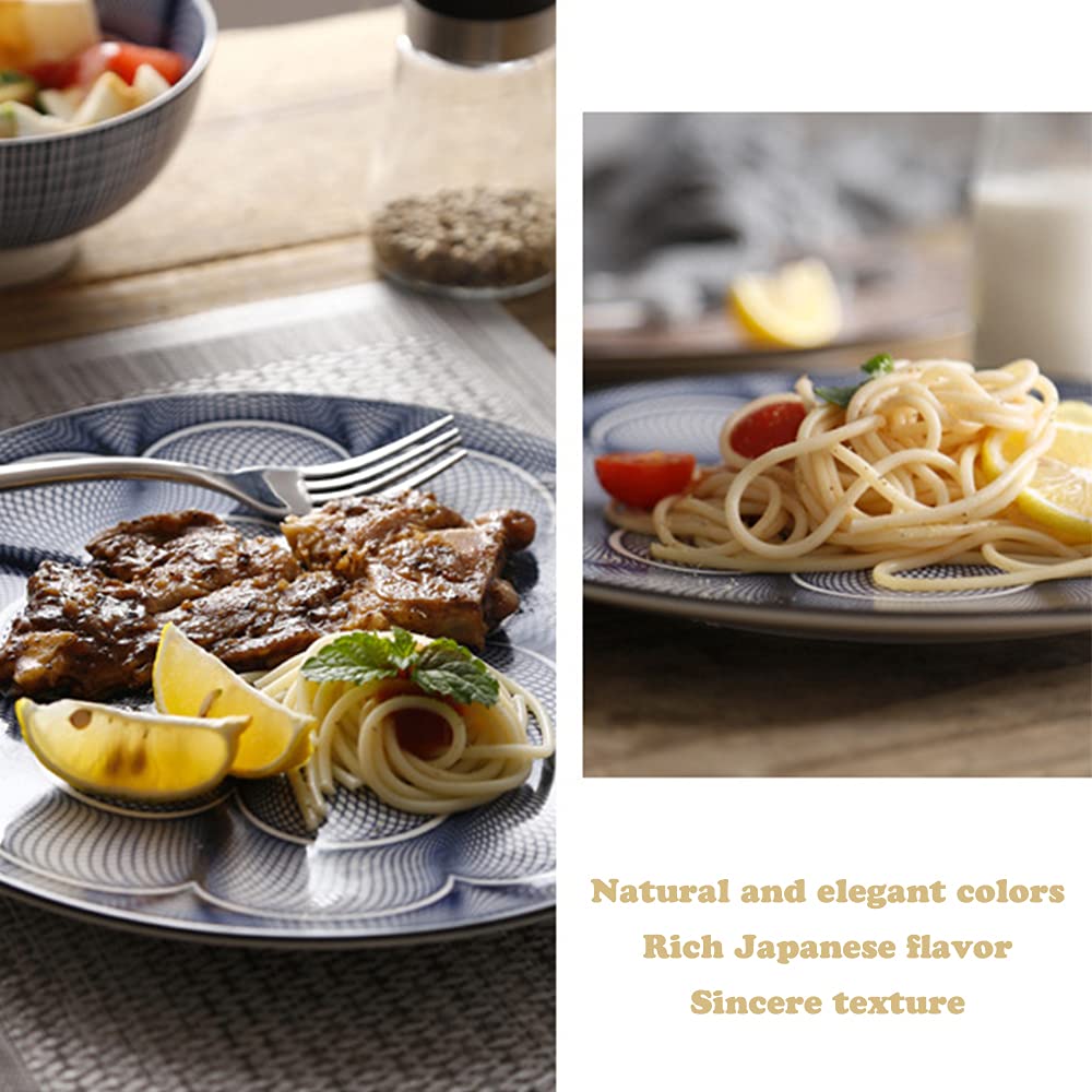 10.5 Inch Large Ceramic Snack Plate - Round Steak, Fruit, Dessert, Pasta & Salad Serving Dish - Perfect for Appetizers, Party Platters & Everyday Tableware