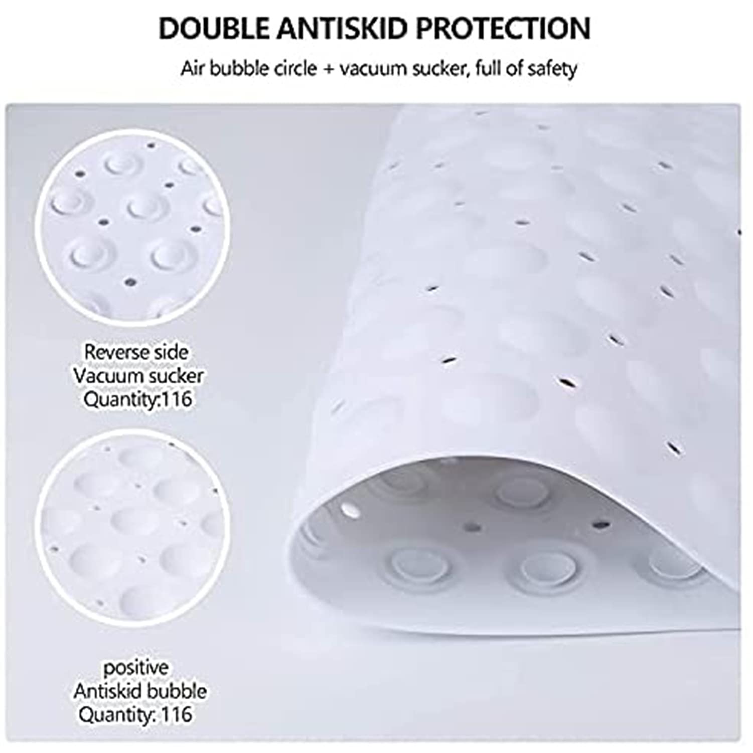 Non-Slip Corner Shower Mat with Suction Cups & Drain Holes - Machine Washable Bathroom Anti-Slip Quadrant Mat for Shower Stall - Perfect for Wet Bathrooms, Elderly Safety & Kids' Bath Time