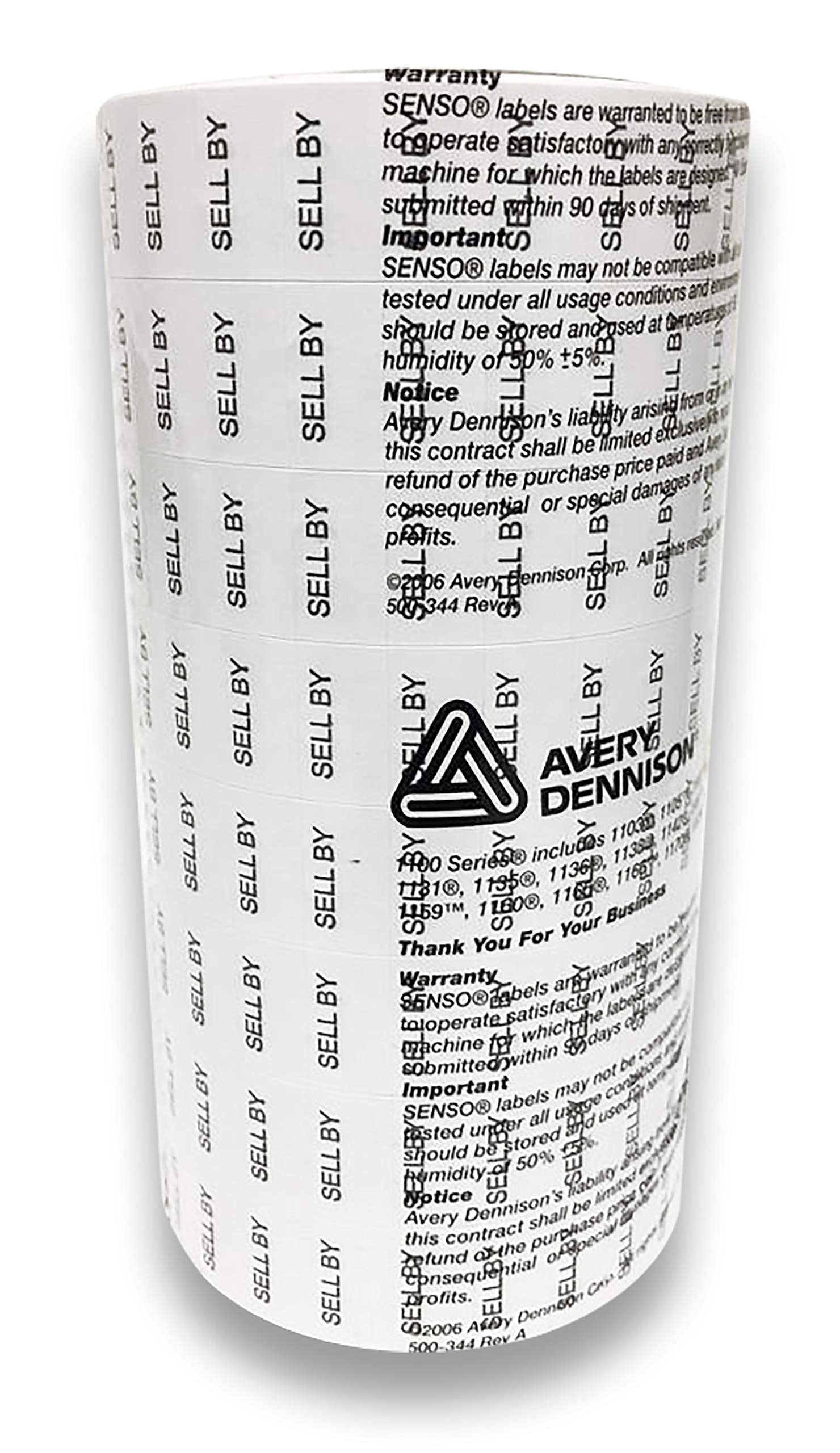 White 'Sell by' Pricing Labels with Black Print for Monarch 1131 Pricers - 8 Rolls + Free Ink Roller - Perfect for Retail Stores, Supermarkets & Inventory Management