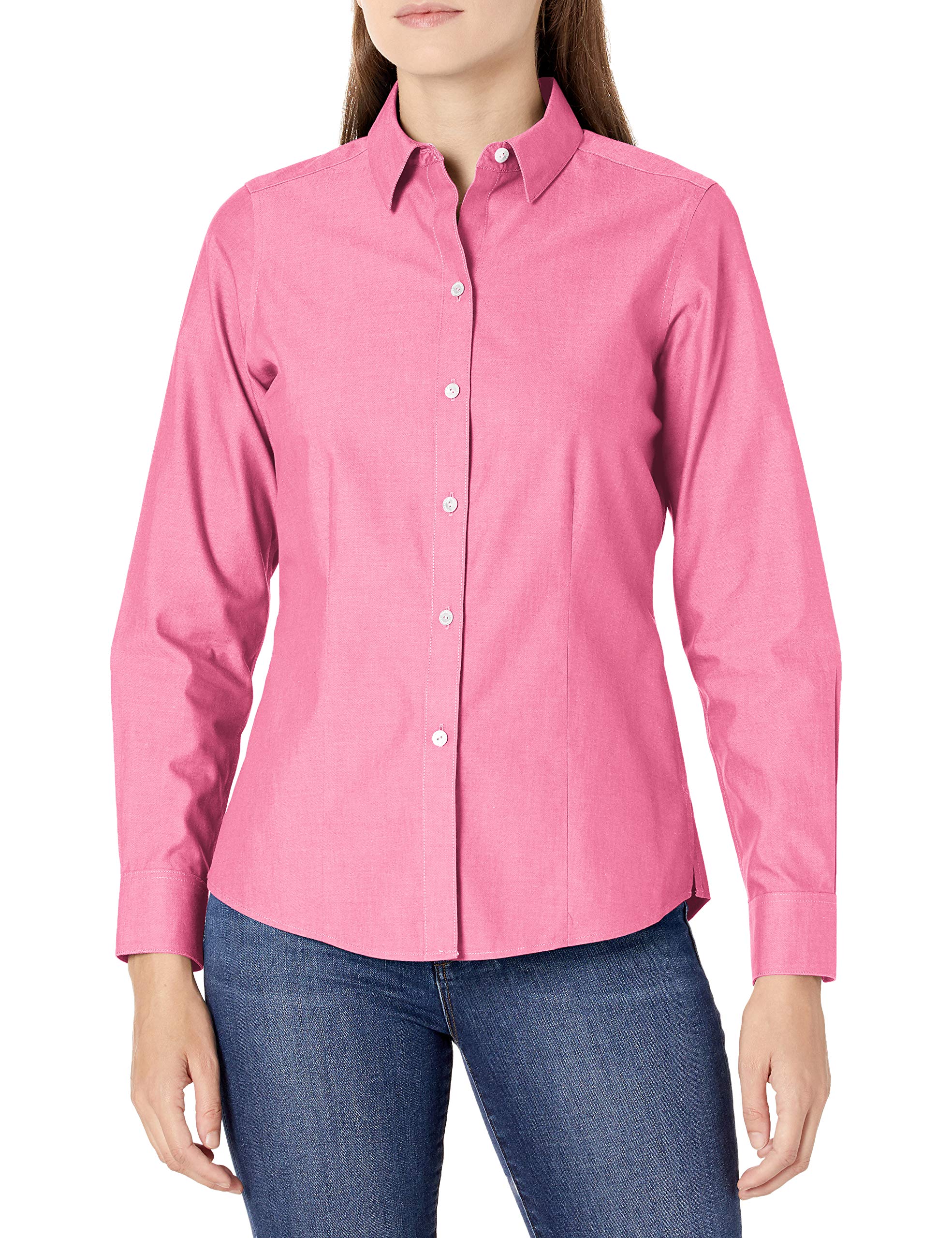 Foxcroft Women's Dianna Non-Iron Pinpoint Long Sleeve Shirt - Comfortable Office Wear & Business Casual Attire for Professional Women