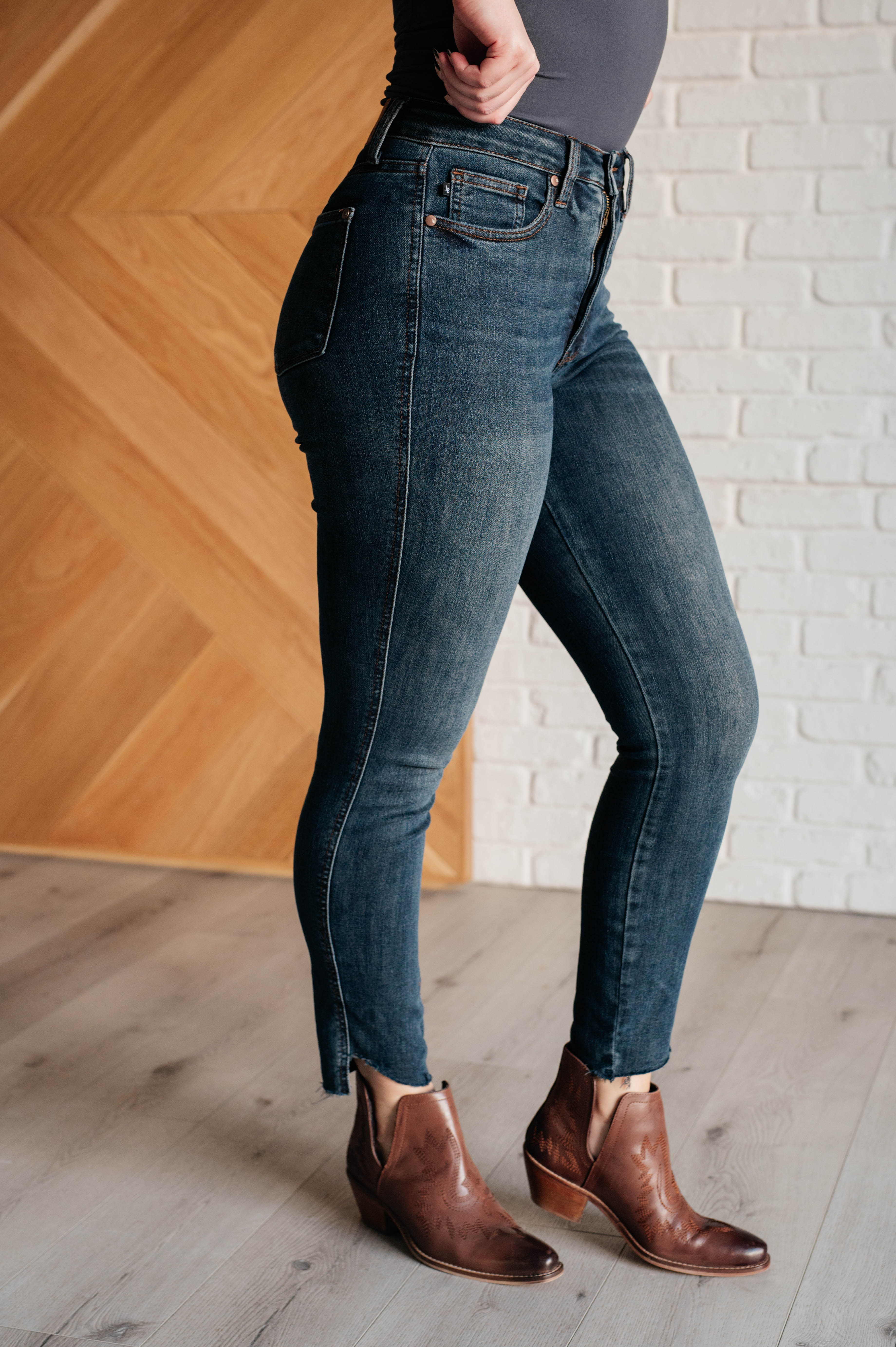 Tessa High Rise Control Top Step Hem Skinny Jeans for Women - Slimming Stretch Denim Pants for Everyday Wear & Night Out