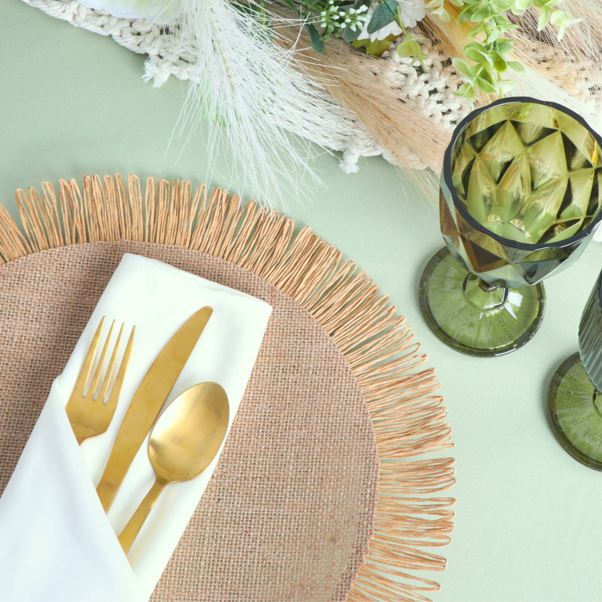 4-Piece Set Fringed Edge Woven Placemats - 15