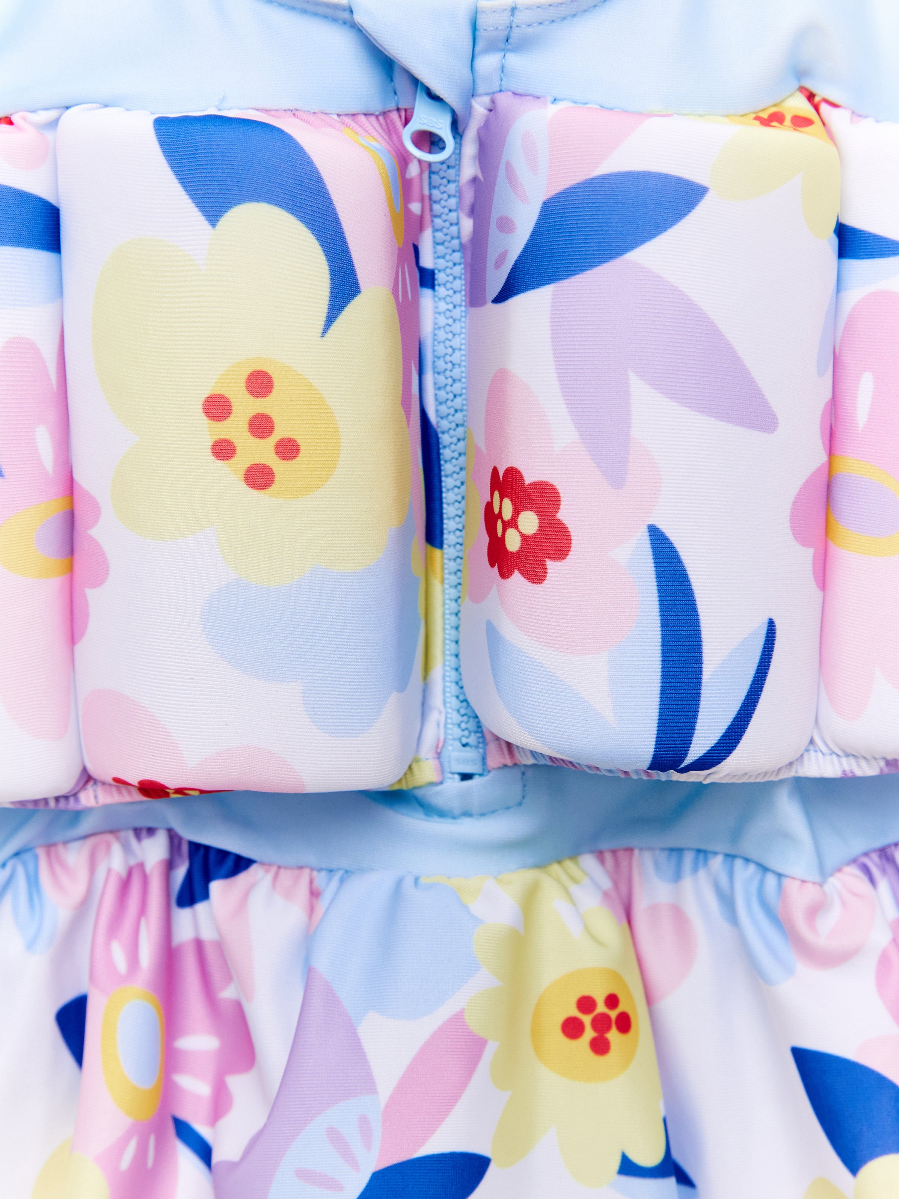UPF50+ Baby Girls Floral Float Suit - White | Sun Protection Swimwear for Toddlers & Infants | Perfect for Pool, Beach & Summer Water Activities