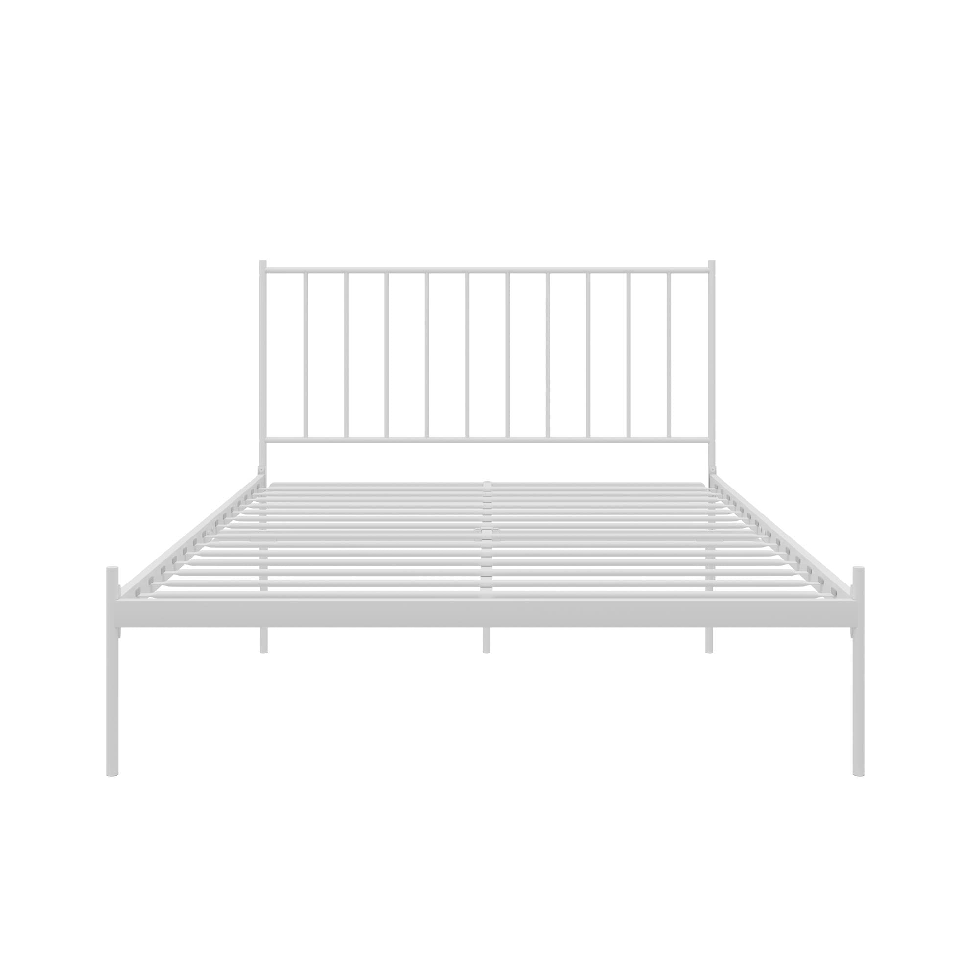 REALROOMS Ares Metal Bed Frame - Queen Size, Adjustable Height, Sturdy White Steel Platform Bed for Bedroom, Guest Room, or Dorm