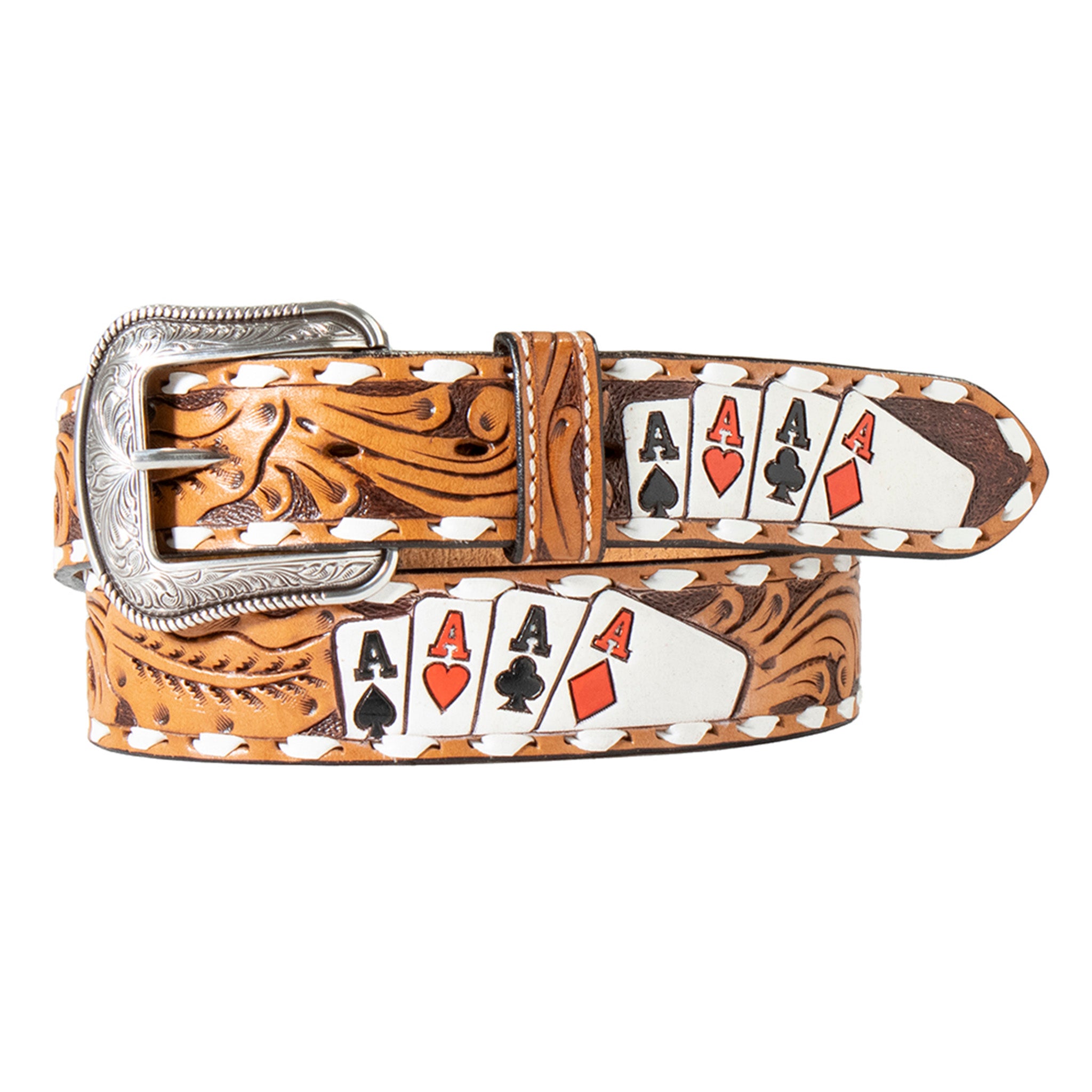3D Men's Brown Ace of Cards Belt Buckle - Stylish Casino Theme Waistband for Poker Night, Cosplay & Costume Parties